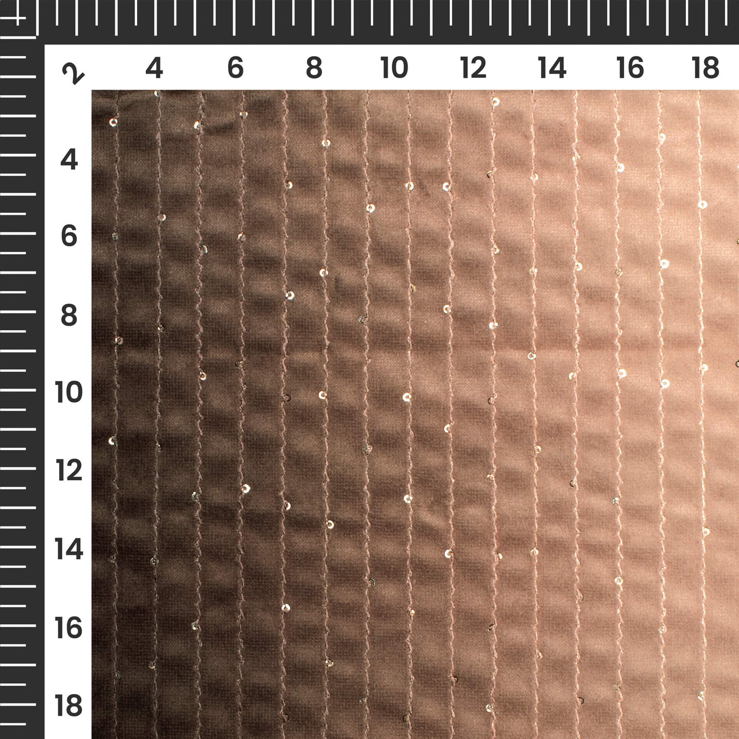 Cream And Black Ombre Pattern Sequins Digital Print Superior Velvet Fabric (Width 58 Inches)