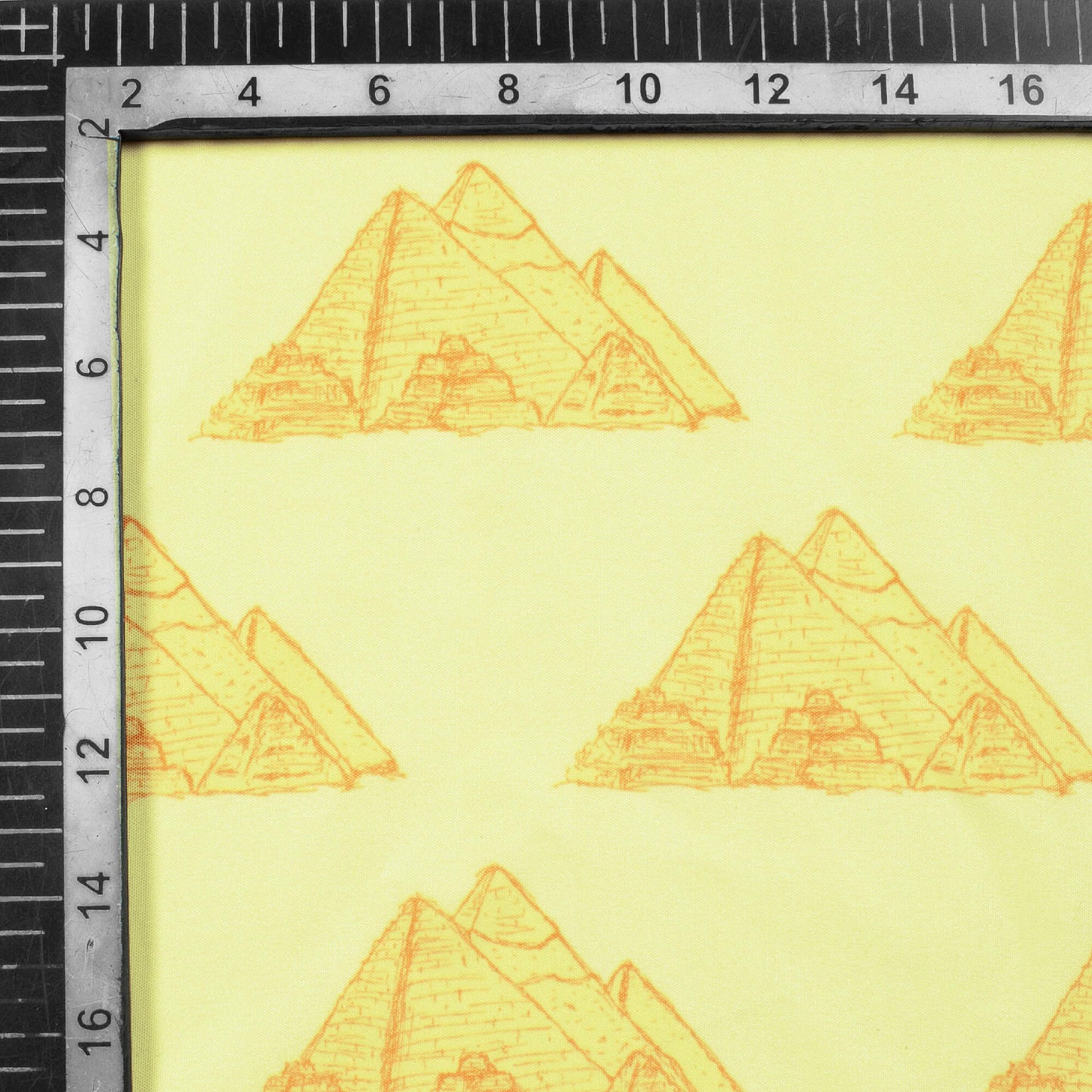 Cream And Mustard Yellow Egyptian Pattern Digital Print Ultra Premium Butter Crepe Fabric - Fabcurate