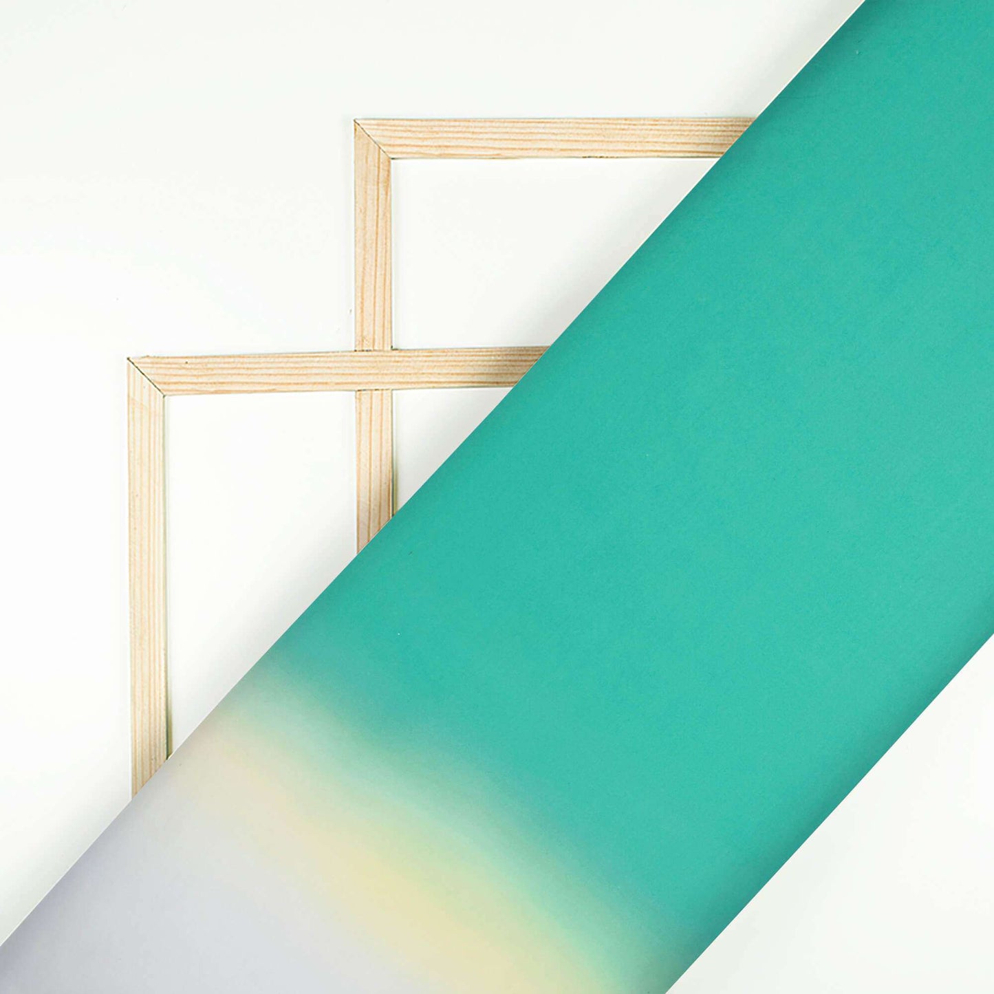 Light Sea Green And Off White Ombre Pattern Digital Print Rayon Fabric - Fabcurate
