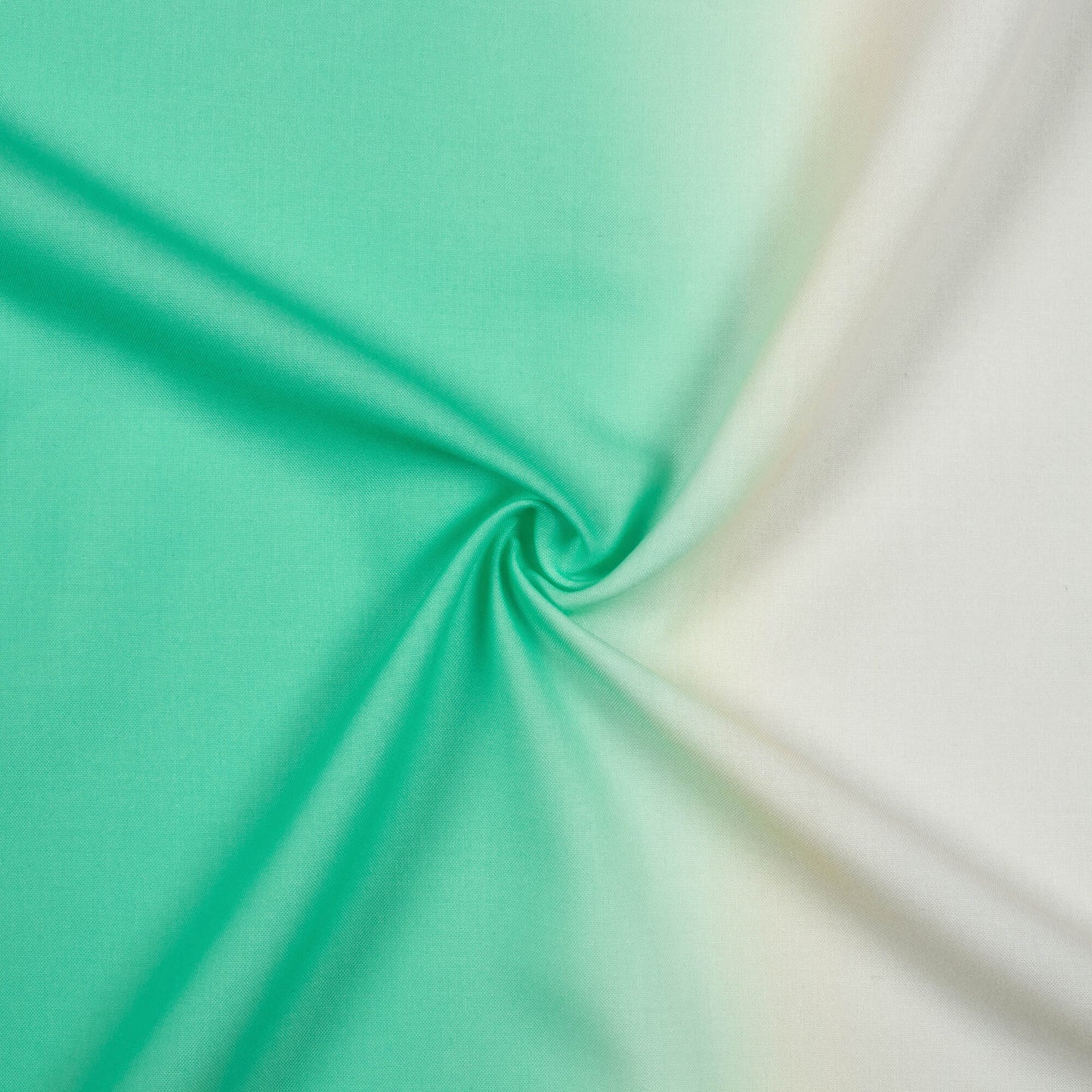 Sea Green And Off White Ombre Pattern Digital Print Rayon Fabric - Fabcurate