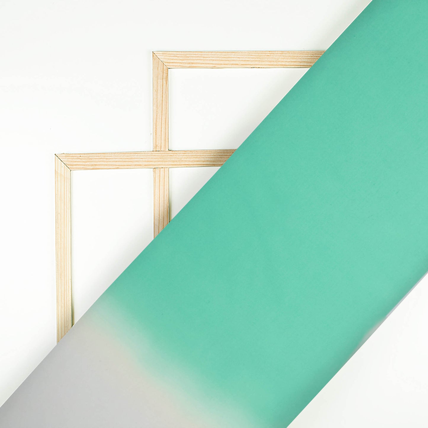 Sea Green And Off White Ombre Pattern Digital Print Rayon Fabric - Fabcurate