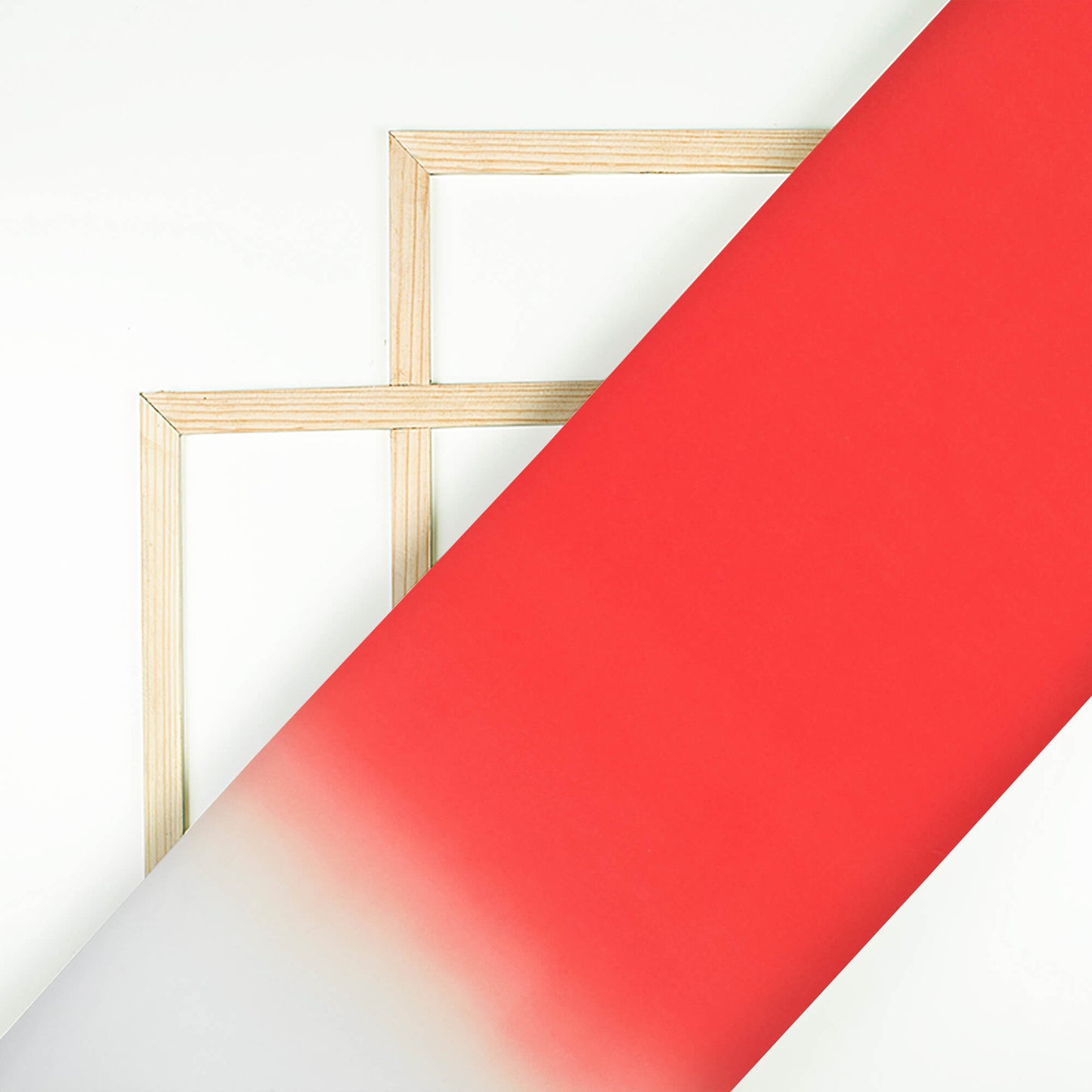 Candy Apple Red And Off White Ombre Pattern Digital Print Rayon Fabric - Fabcurate