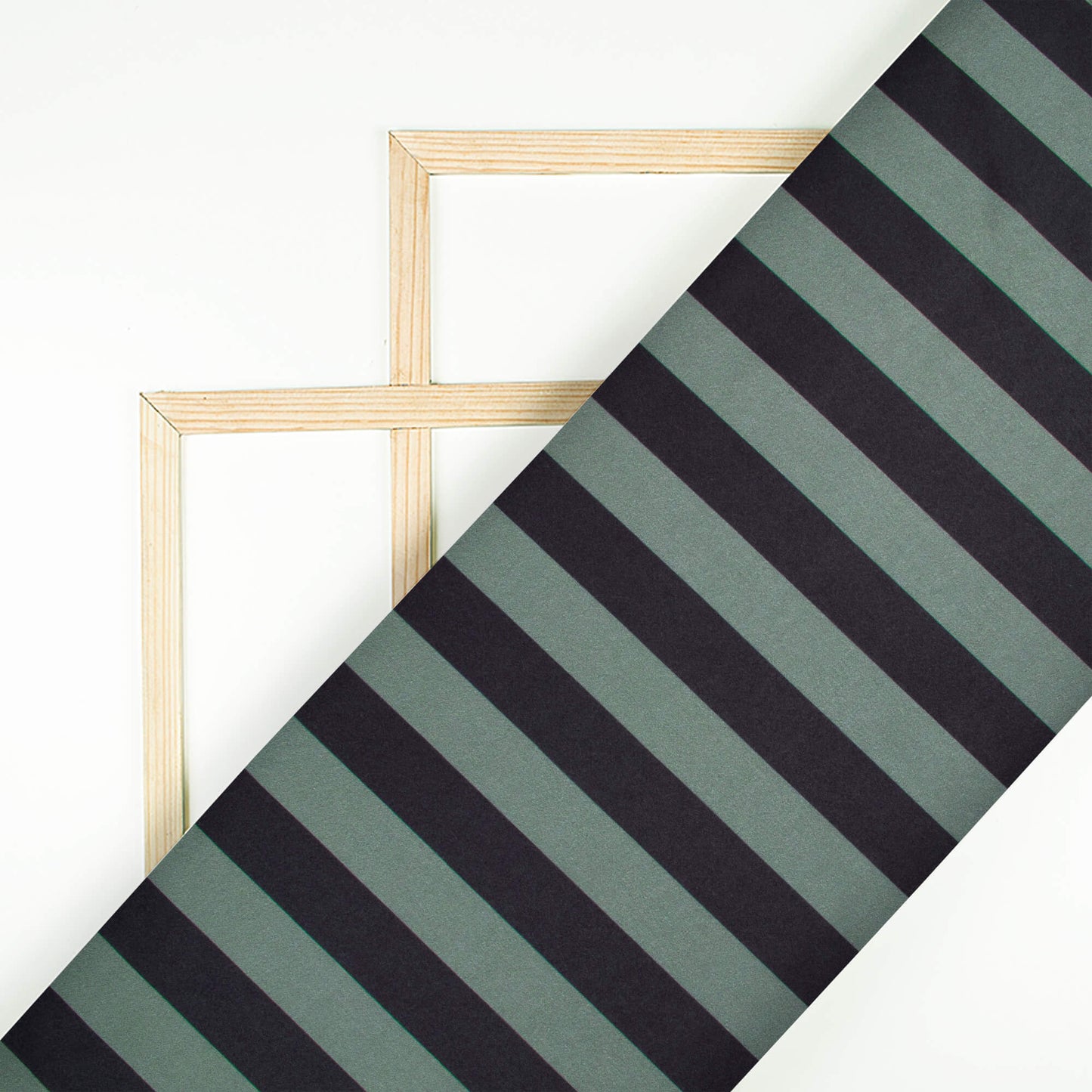 Black And Grey Stripes Pattern Digital Print Japan Satin Fabric - Fabcurate