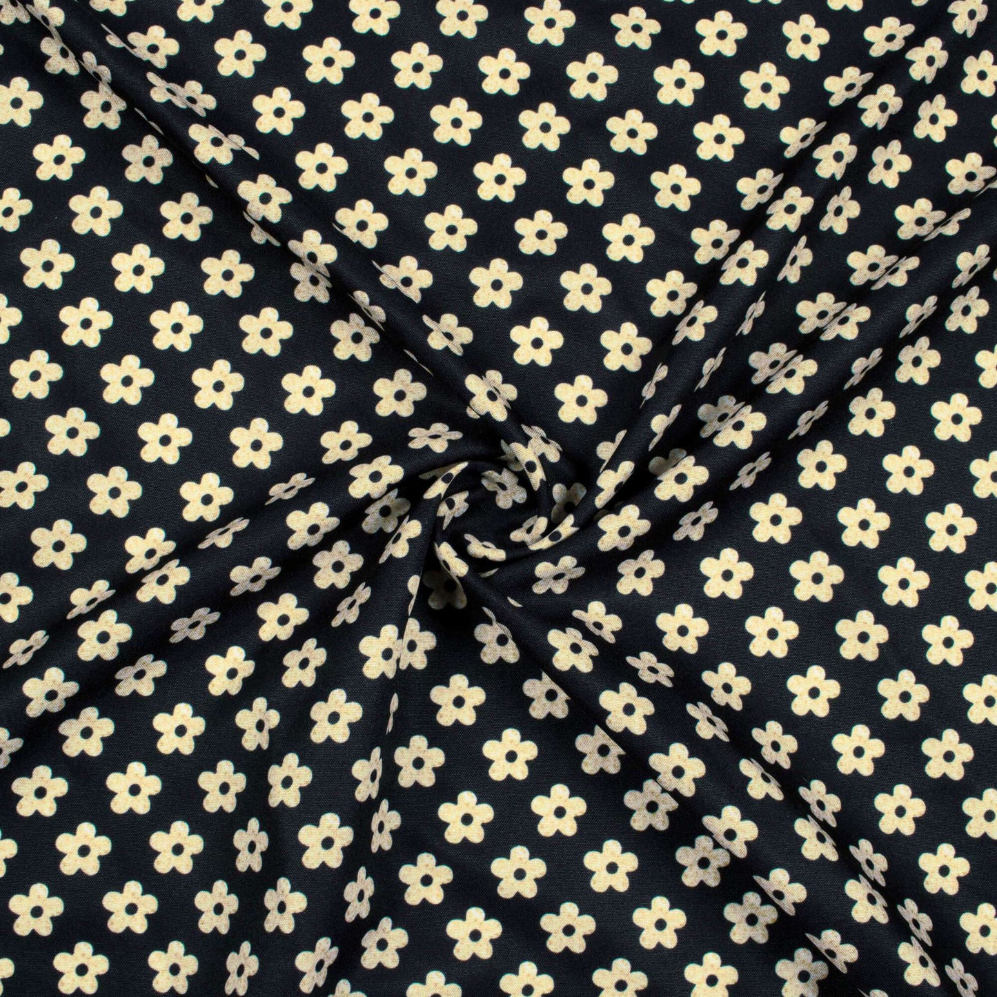 Black And Beige Floral Pattern Digital Print Ultra Premium Butter Crepe Fabric - Fabcurate