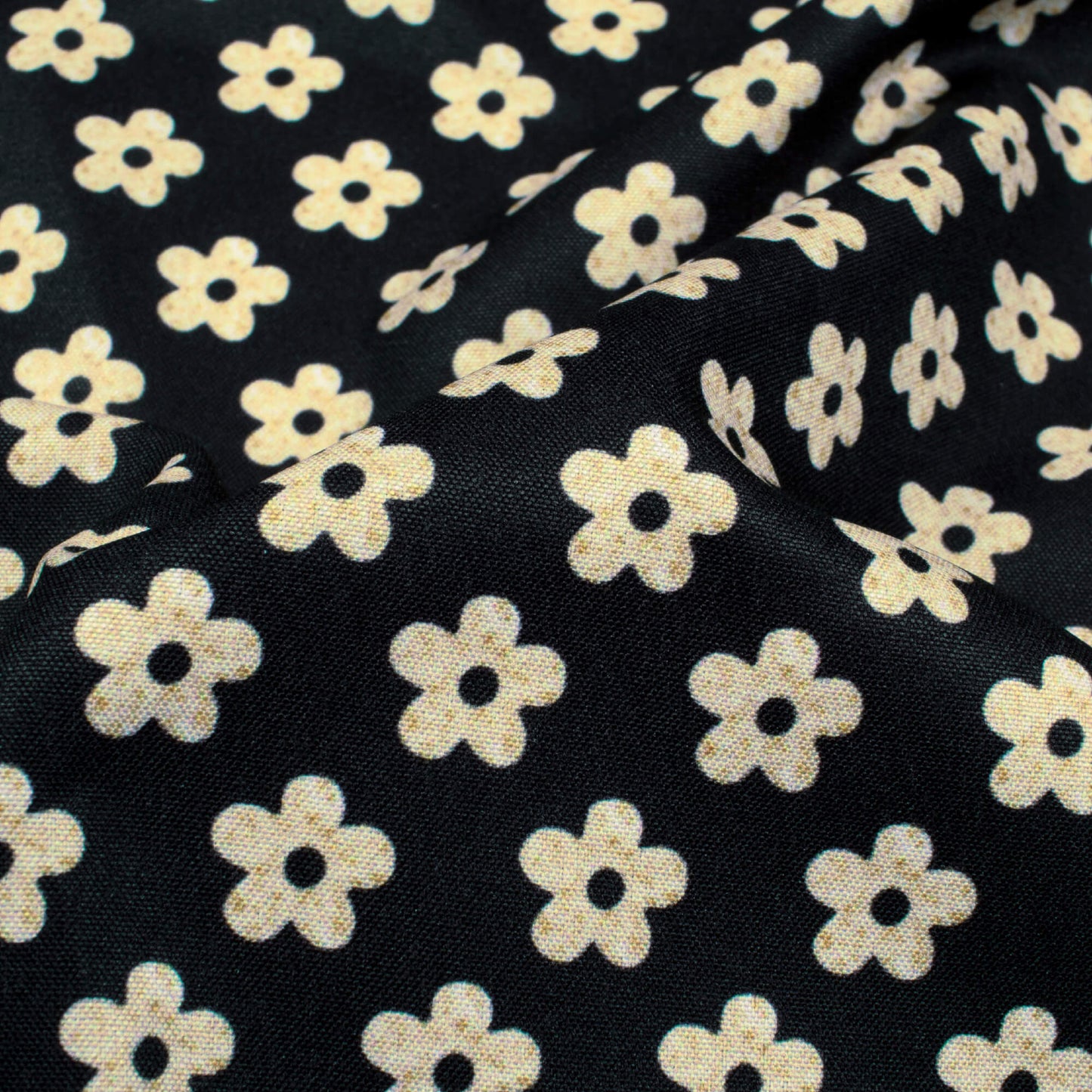 Black And Beige Floral Pattern Digital Print Ultra Premium Butter Crepe Fabric - Fabcurate