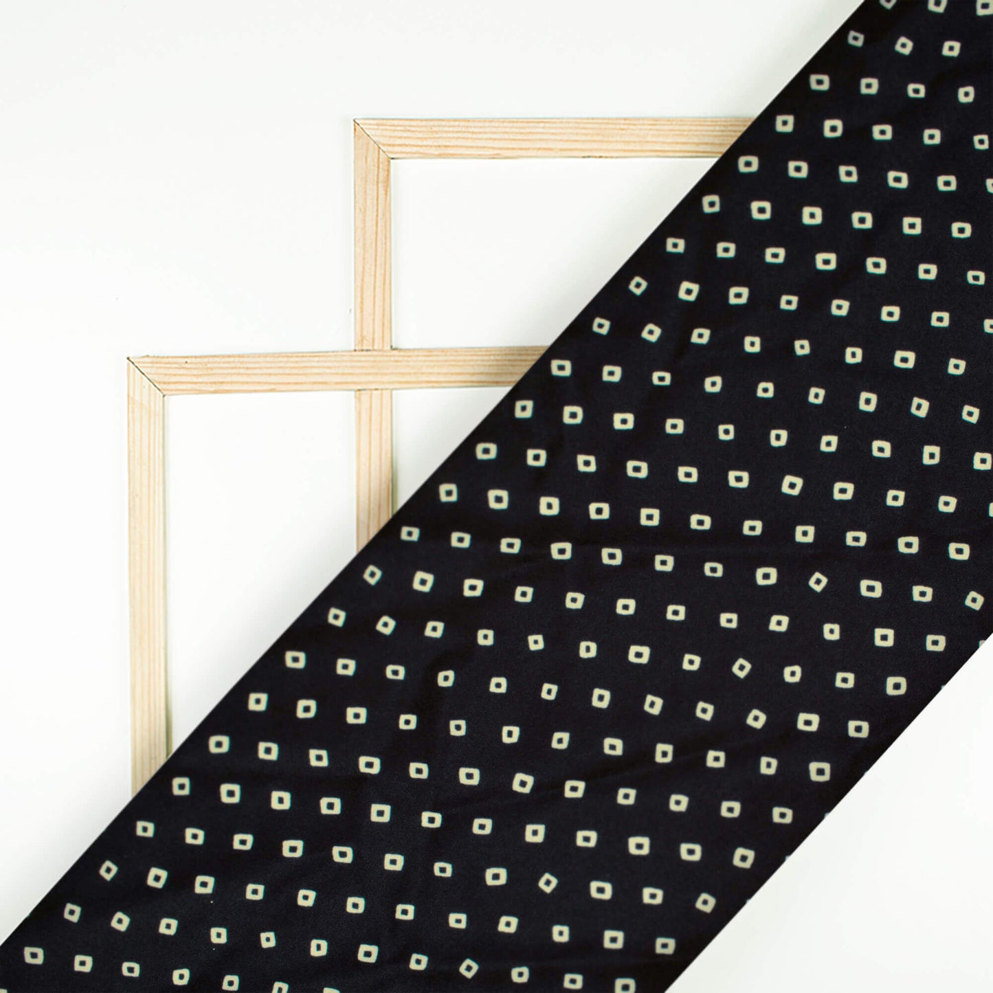 Black And Off White Bandhanii Pattern Digital Print Ultra Premium Butter Crepe Fabric