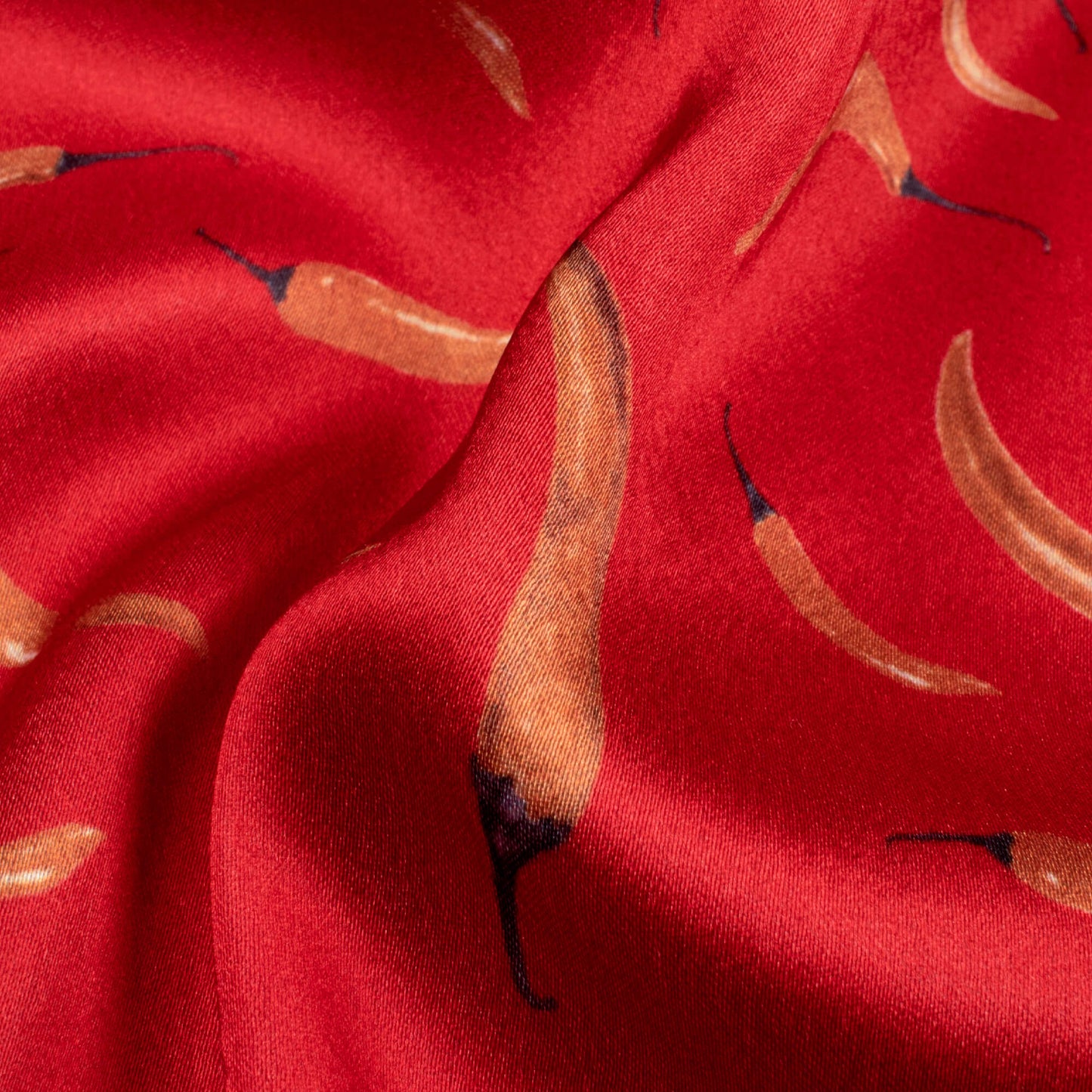 Vermilion Red And Orange Quirky Pattern Digital Print Japan Satin Fabric - Fabcurate