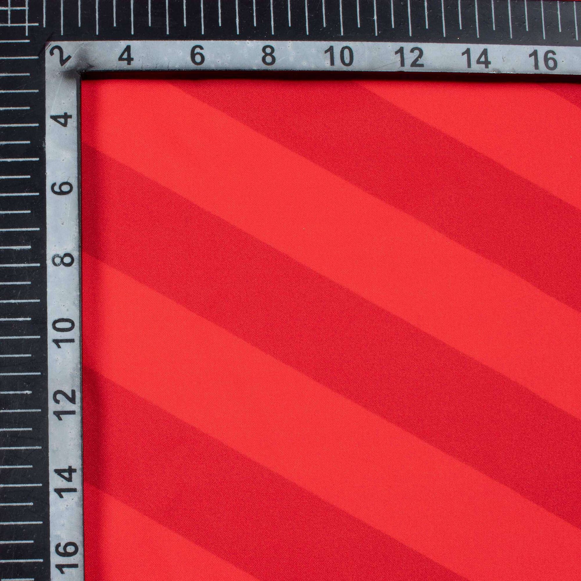 Vermilion Red Stripes Pattern Digital Print Ultra Premium Butter Crepe Fabric - Fabcurate