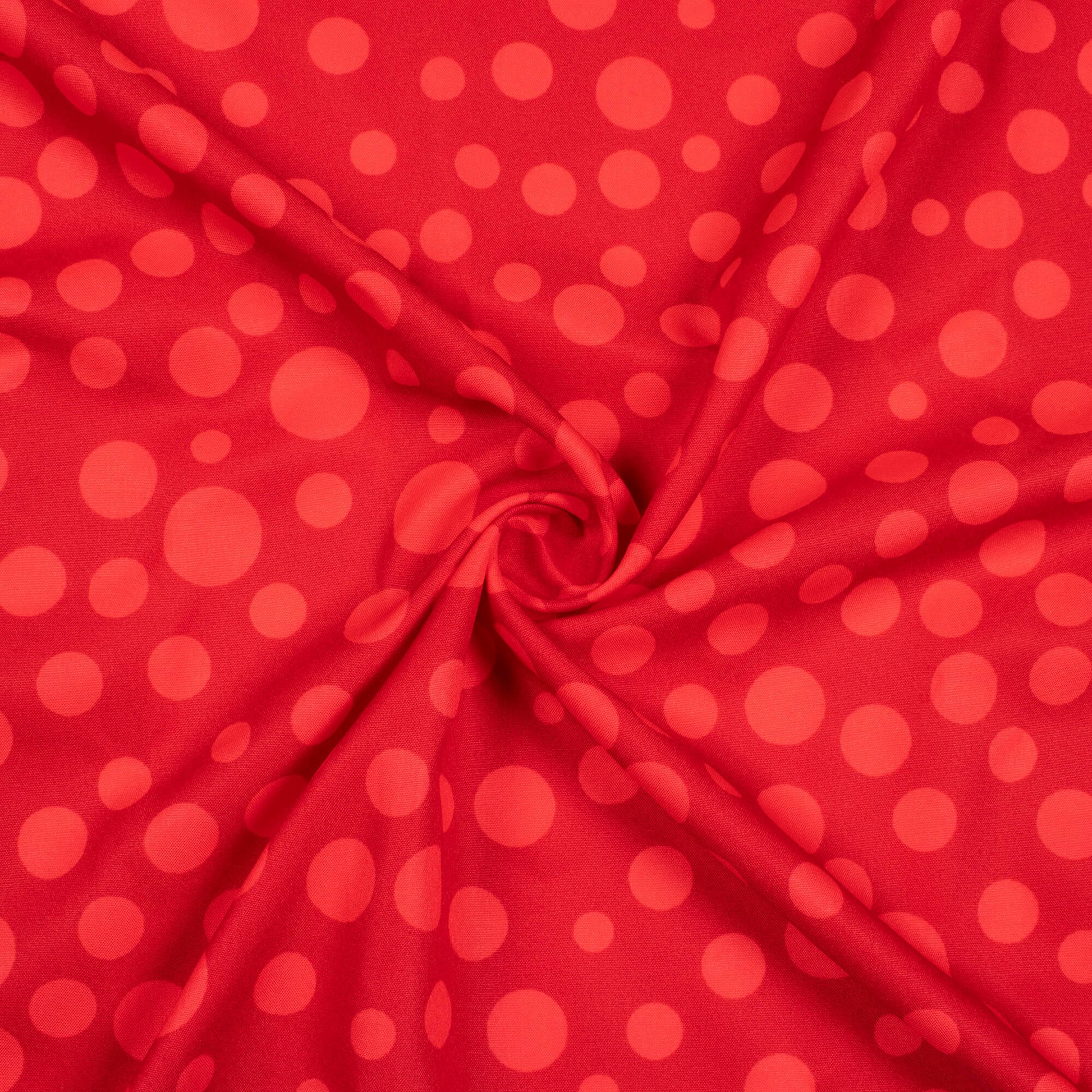 Vermilion Red Polka Dots Pattern Digital Print Ultra Premium Butter Crepe Fabric - Fabcurate