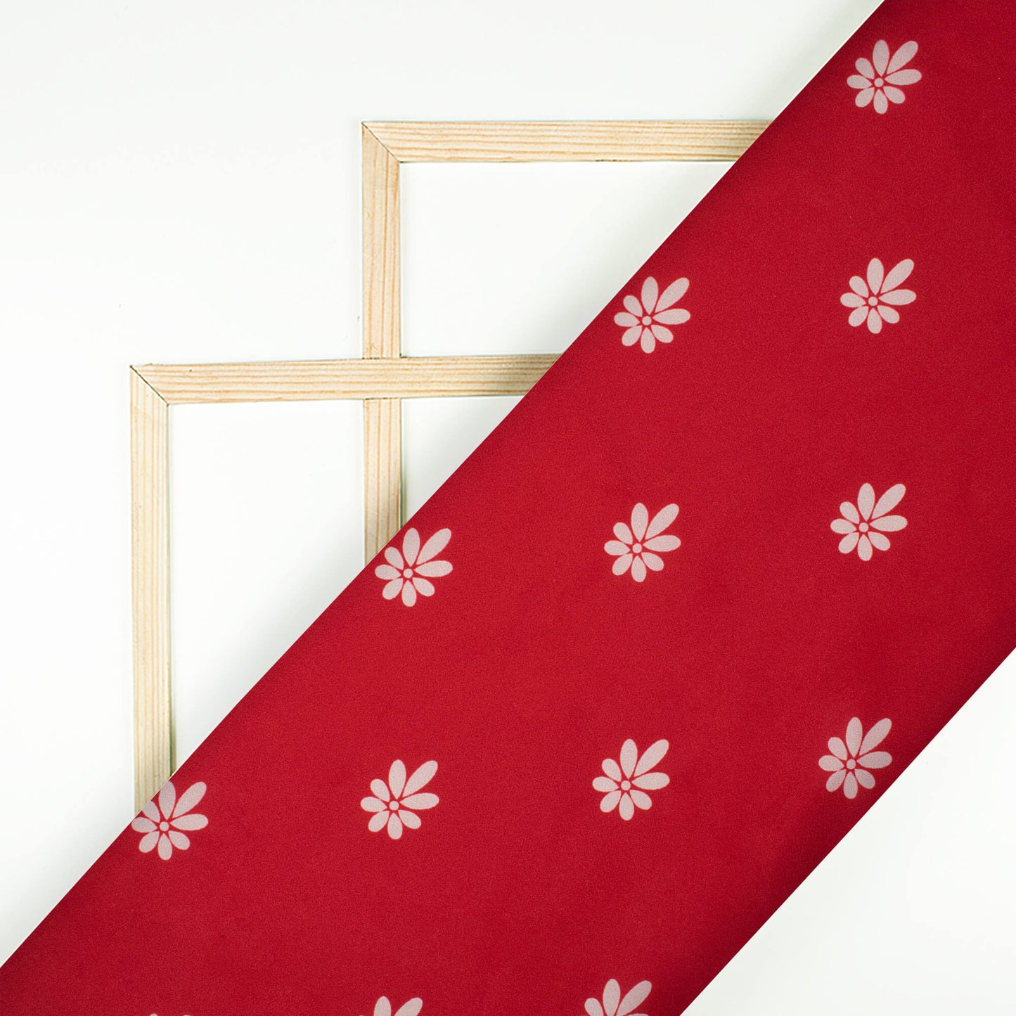 Vermilion Red And Off White Booti Pattern Digital Print Ultra Premium Butter Crepe Fabric - Fabcurate