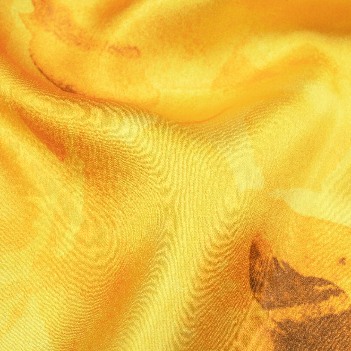 Bumblebee Yellow Leaf Pattern Digital Print Japan Satin Fabric - Fabcurate
