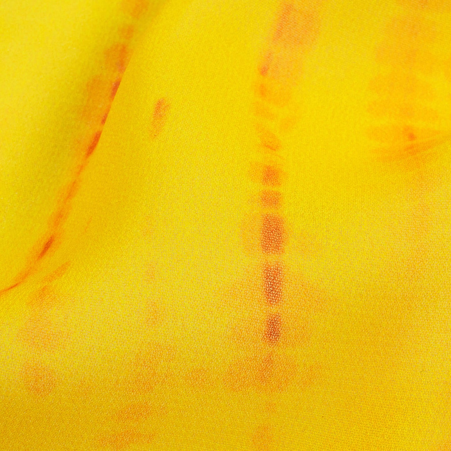 Bright Yellow And Maroon Shibori Pattern Digital Print Georgette Fabric - Fabcurate