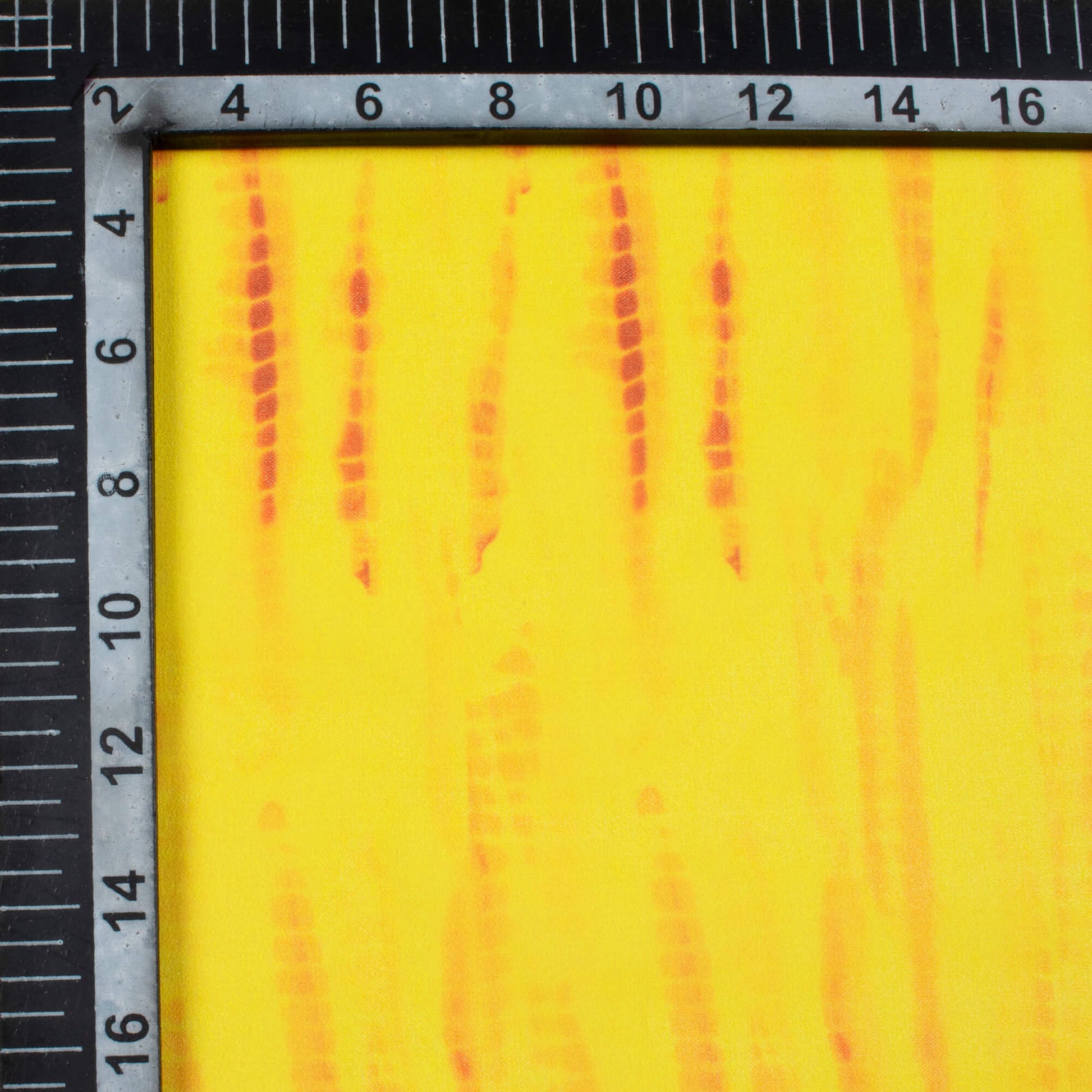 Bright Yellow And Maroon Shibori Pattern Digital Print Georgette Fabric - Fabcurate