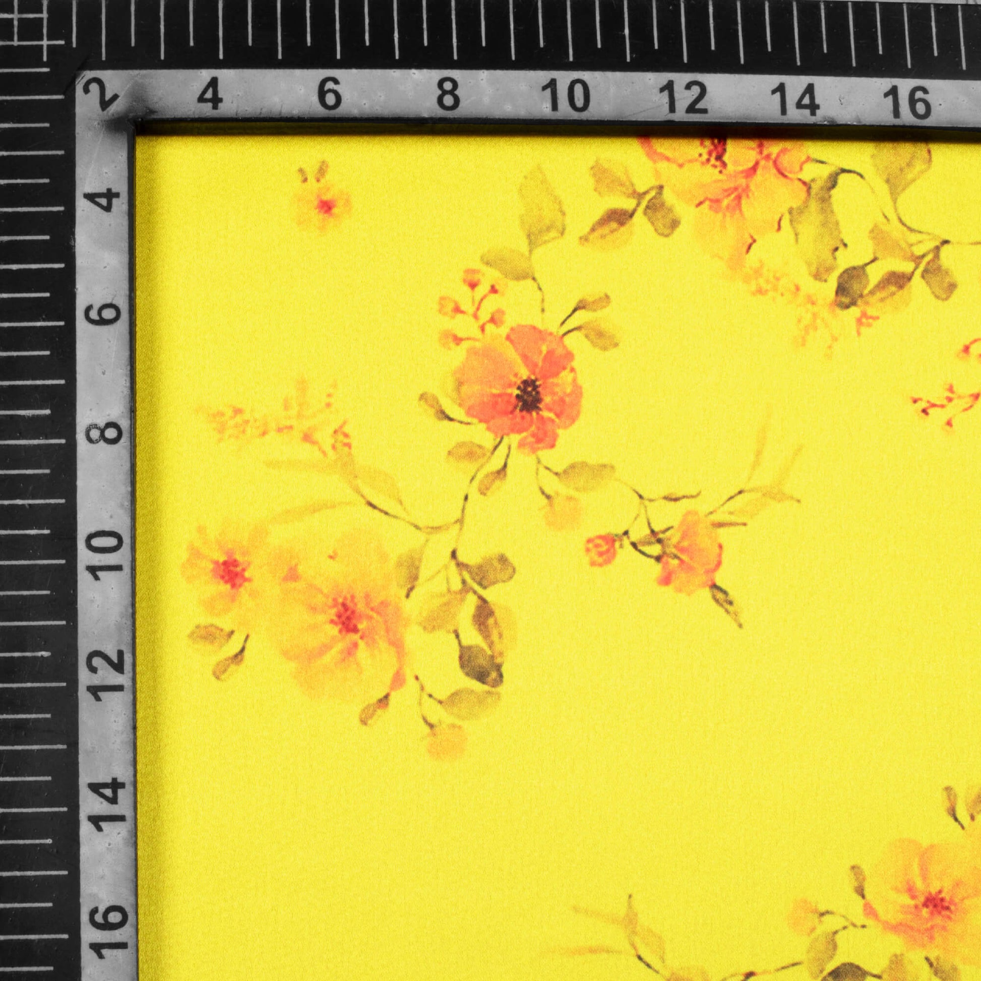 Bumblebee Yellow And Pink Floral Pattern Digital Print Japan Satin Fabric - Fabcurate