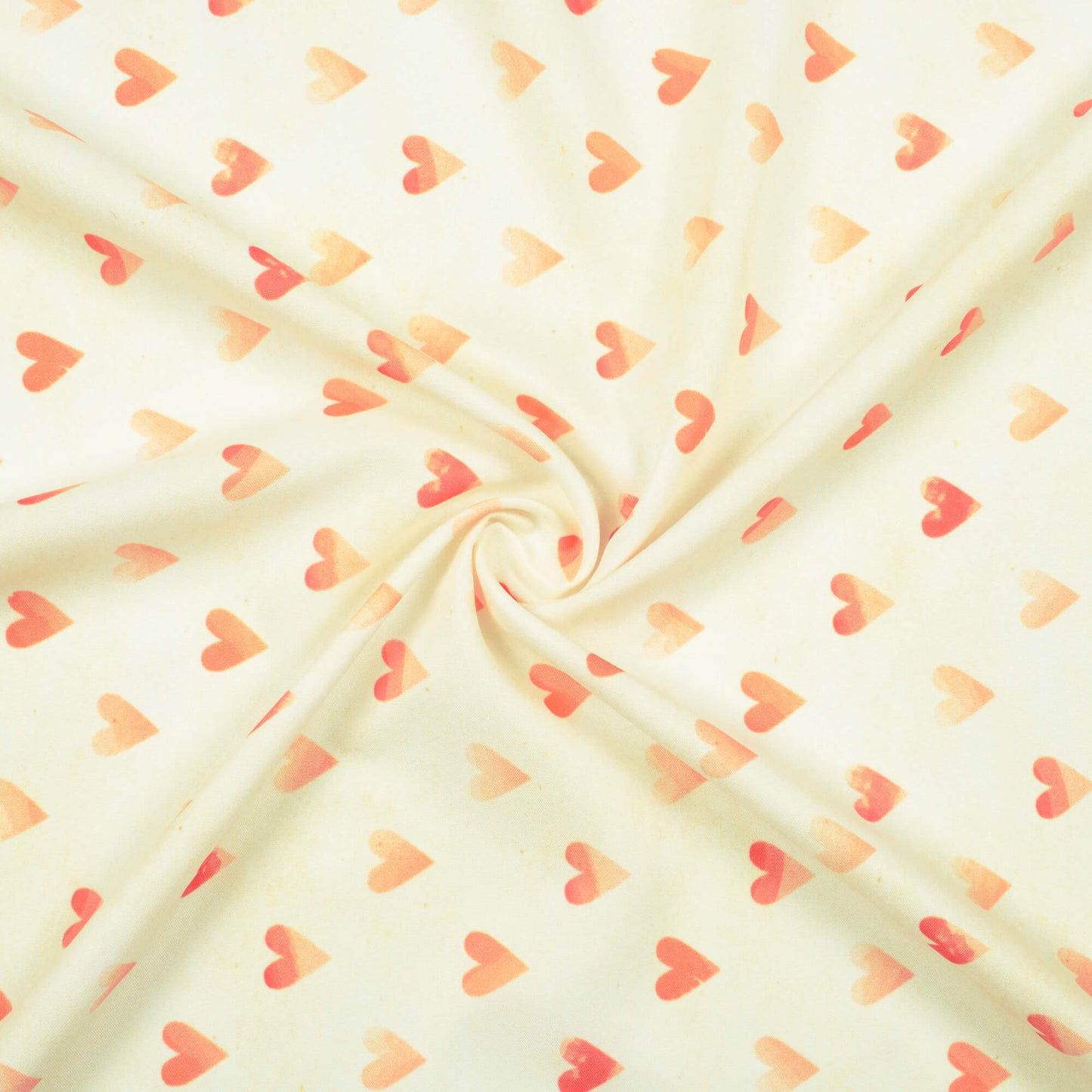 Cream And Sangria Red Heart Pattern Digital Print Ultra Premium Butter Crepe Fabric - Fabcurate