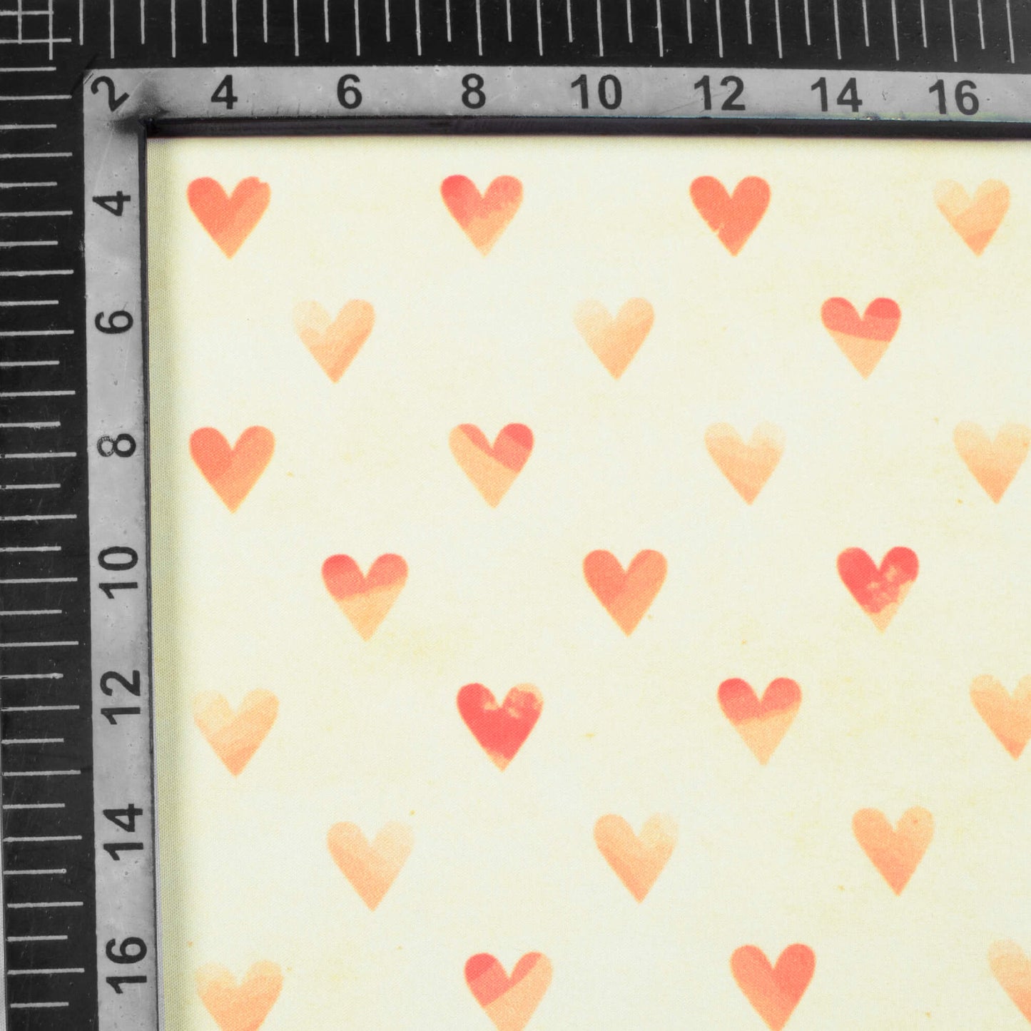 Cream And Sangria Red Heart Pattern Digital Print Ultra Premium Butter Crepe Fabric - Fabcurate