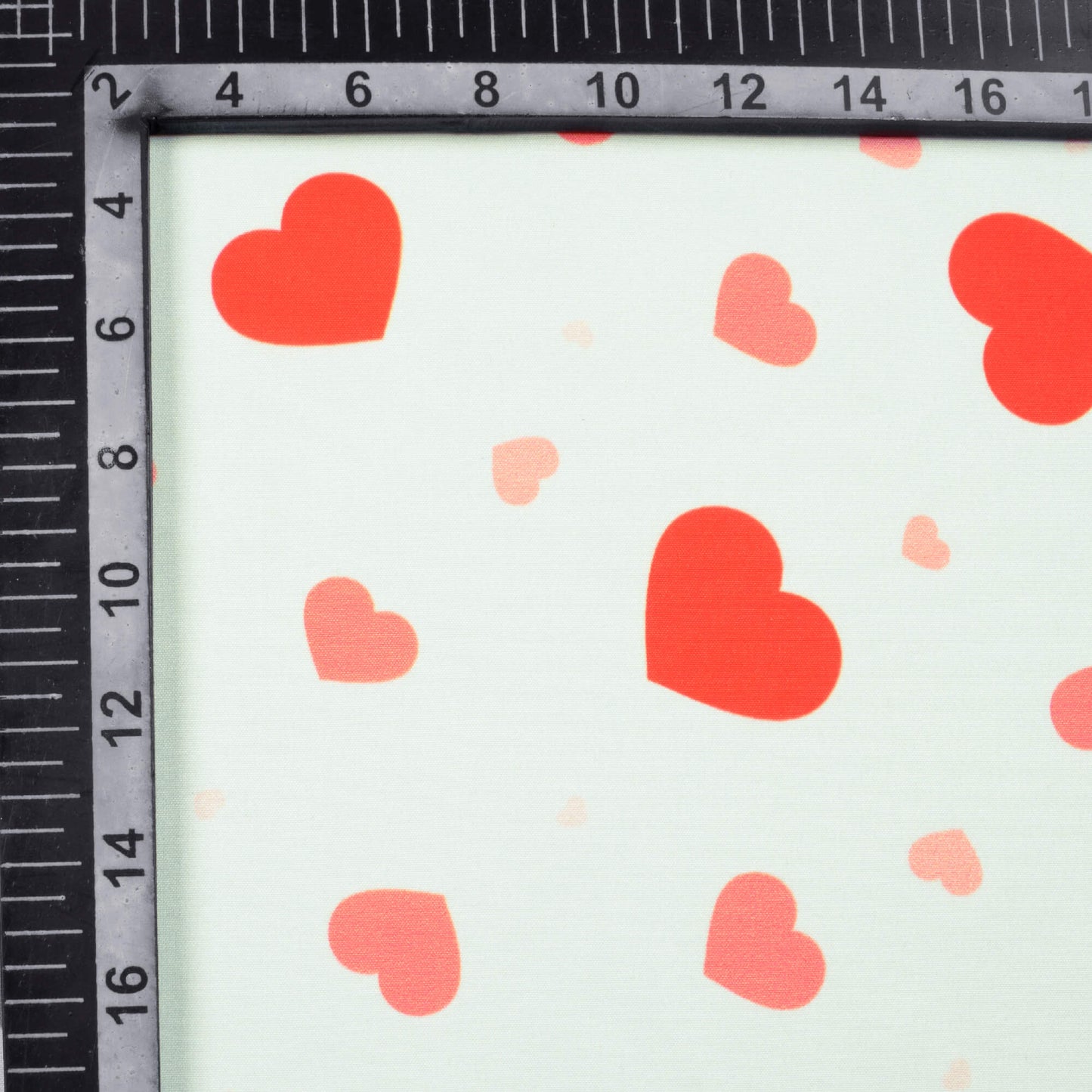 Snow White And Red Heart Pattern Digital Print Ultra Premium Butter Crepe Fabric - Fabcurate