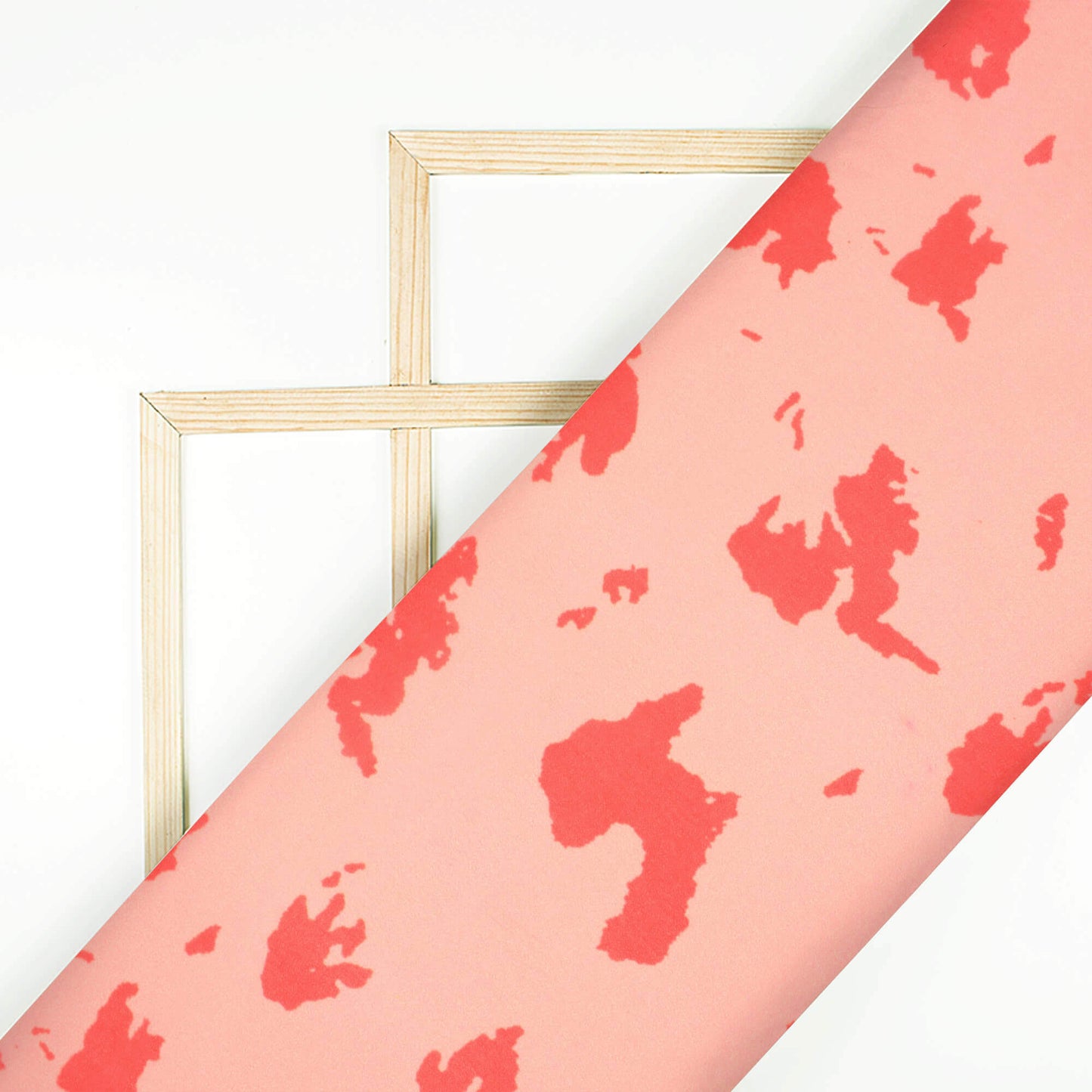 Peach And Red Abstract Pattern Digital Print Georgette Fabric - Fabcurate