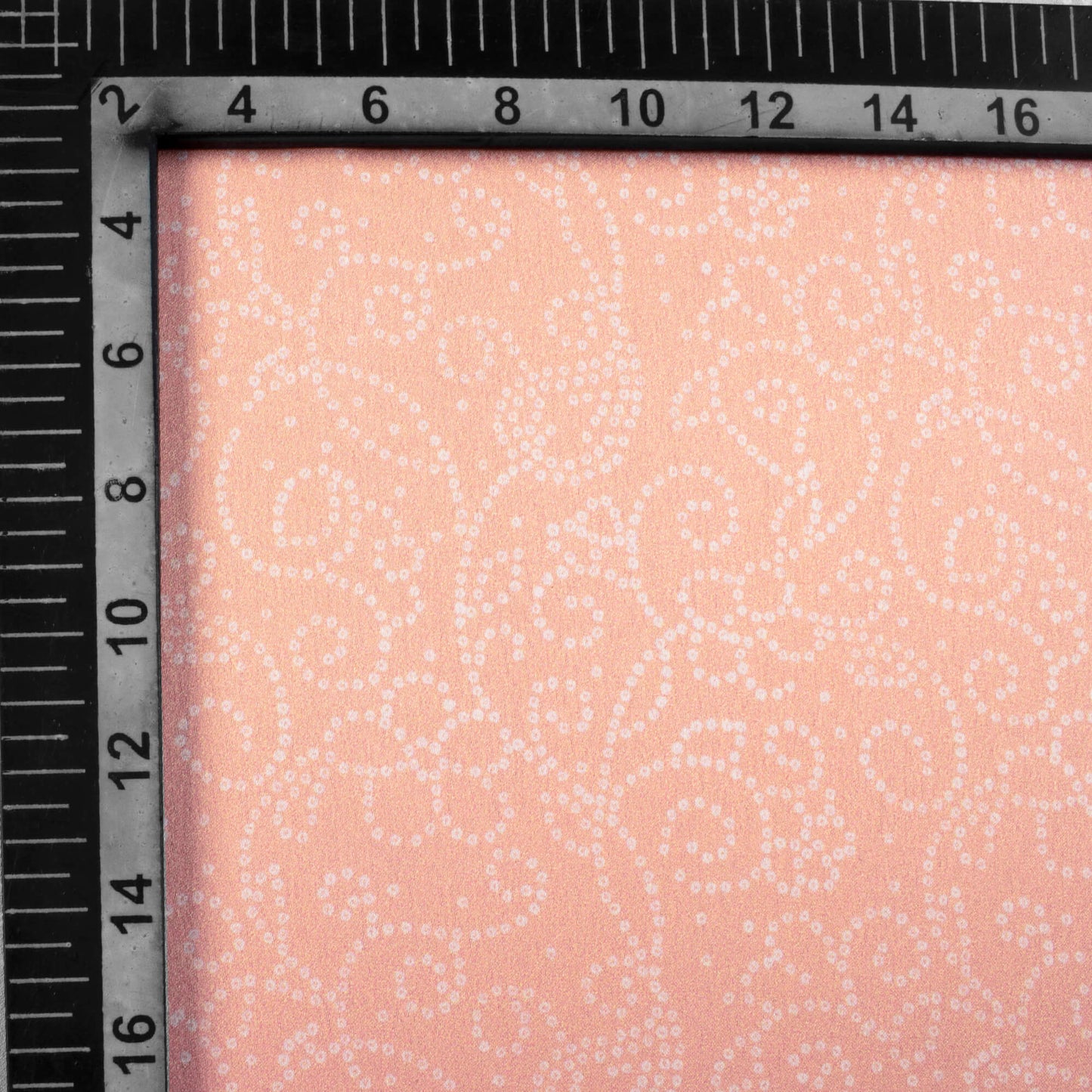 Peach And White Paisely Pattern Digital Print Japan Satin Fabric - Fabcurate