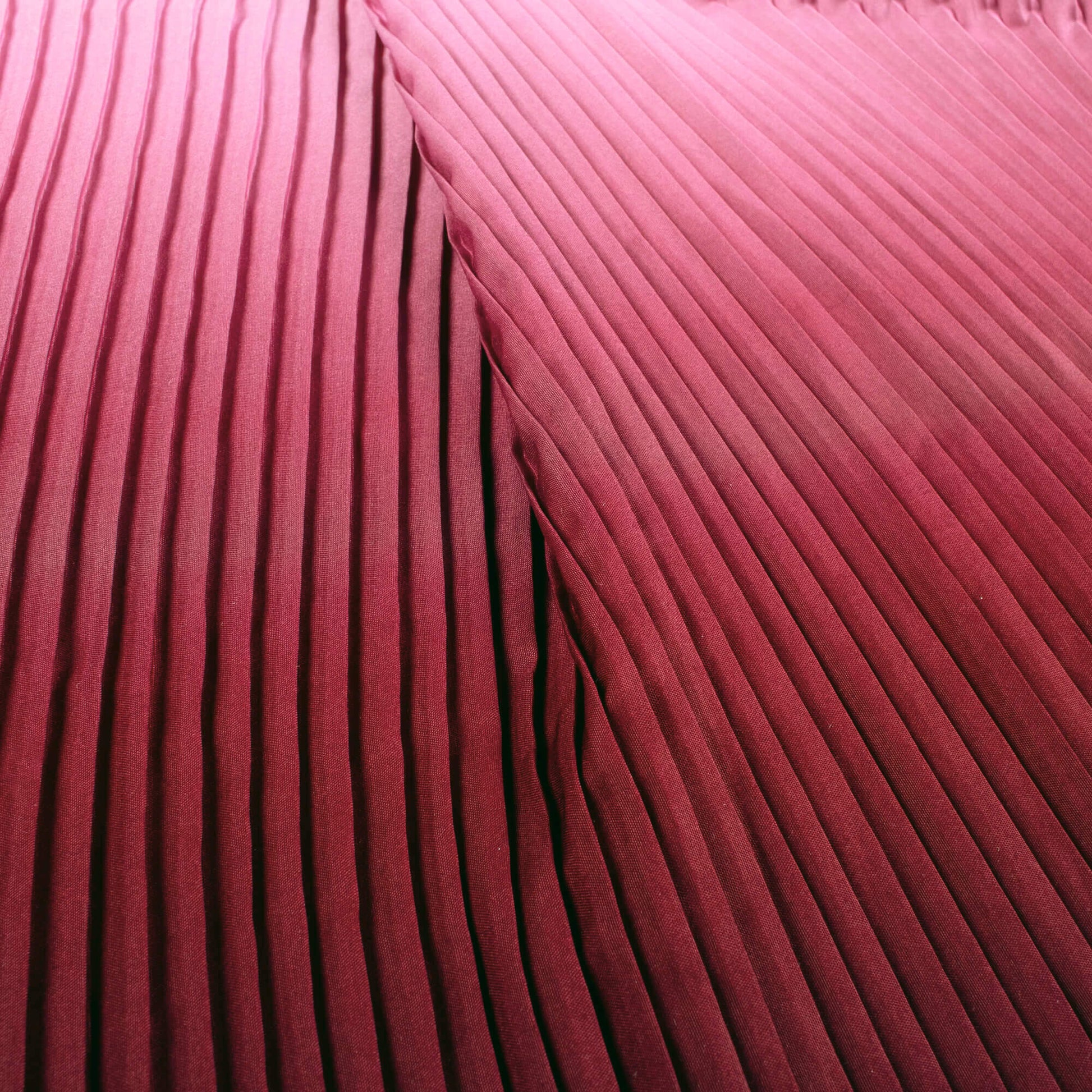 Maroon And Taffy Pink Ombre Pattern Digital Print Ultra Premium Butter Crepe Pleated Fabric - Fabcurate