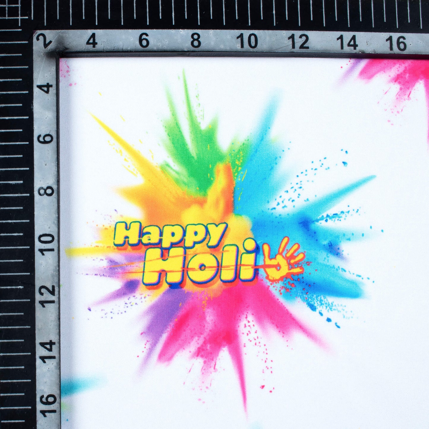 White And Yellow Holi Pattern Digital Print Ultra Premium Butter Crepe Fabric - Fabcurate