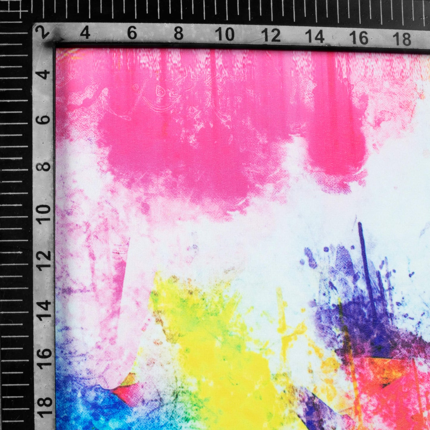 White And Pink Holi Pattern Digital Print Georgette Fabric - Fabcurate