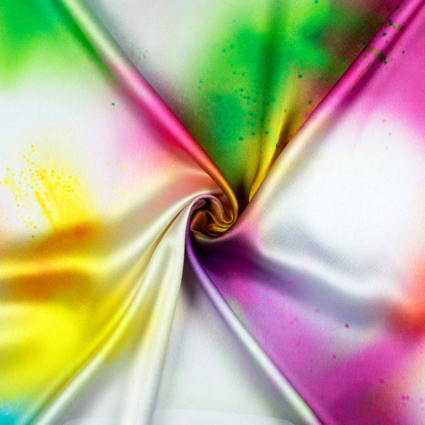Multi-Color Holi Pattern Digital Print Japan Satin Fabric - Fabcurate