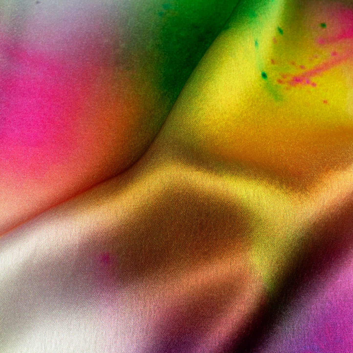 Multi-Color Holi Pattern Digital Print Japan Satin Fabric - Fabcurate