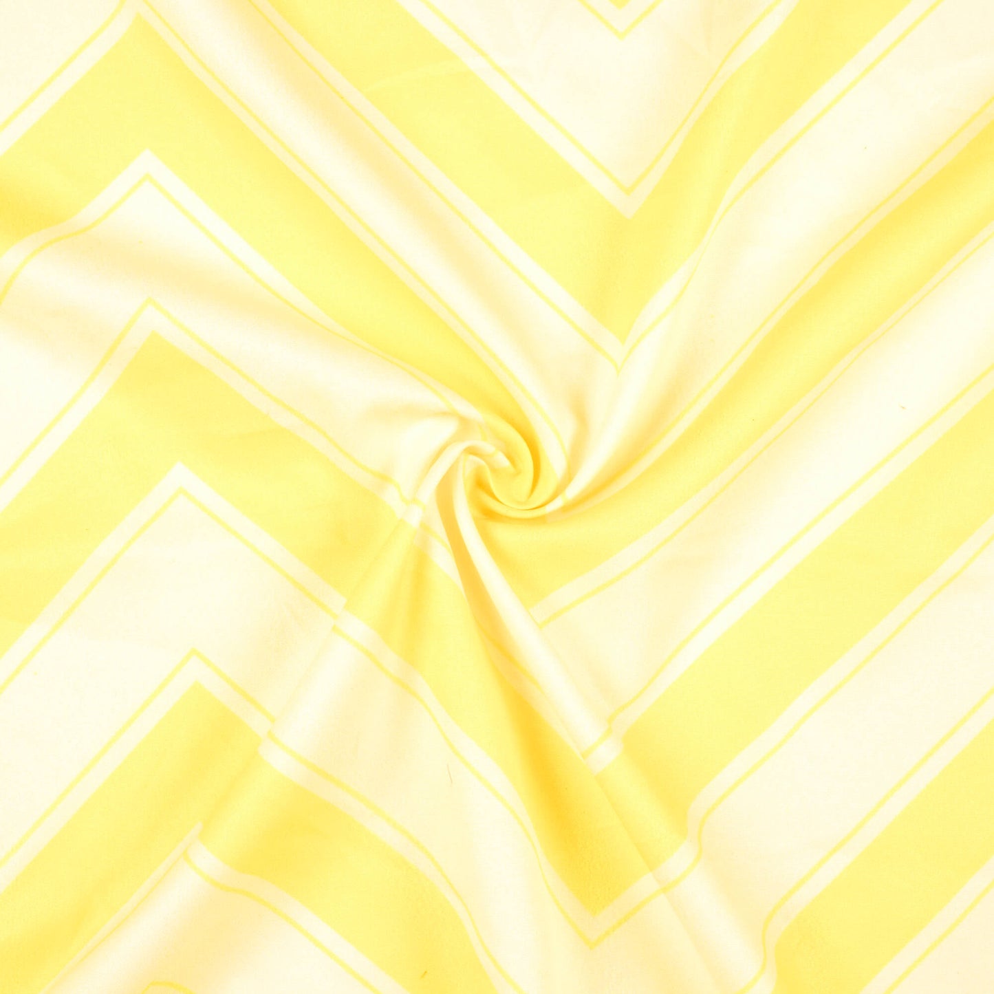 Mellow Yellow And Off White Chevron Pattern Digital Print Ultra Premium Butter Crepe Fabric