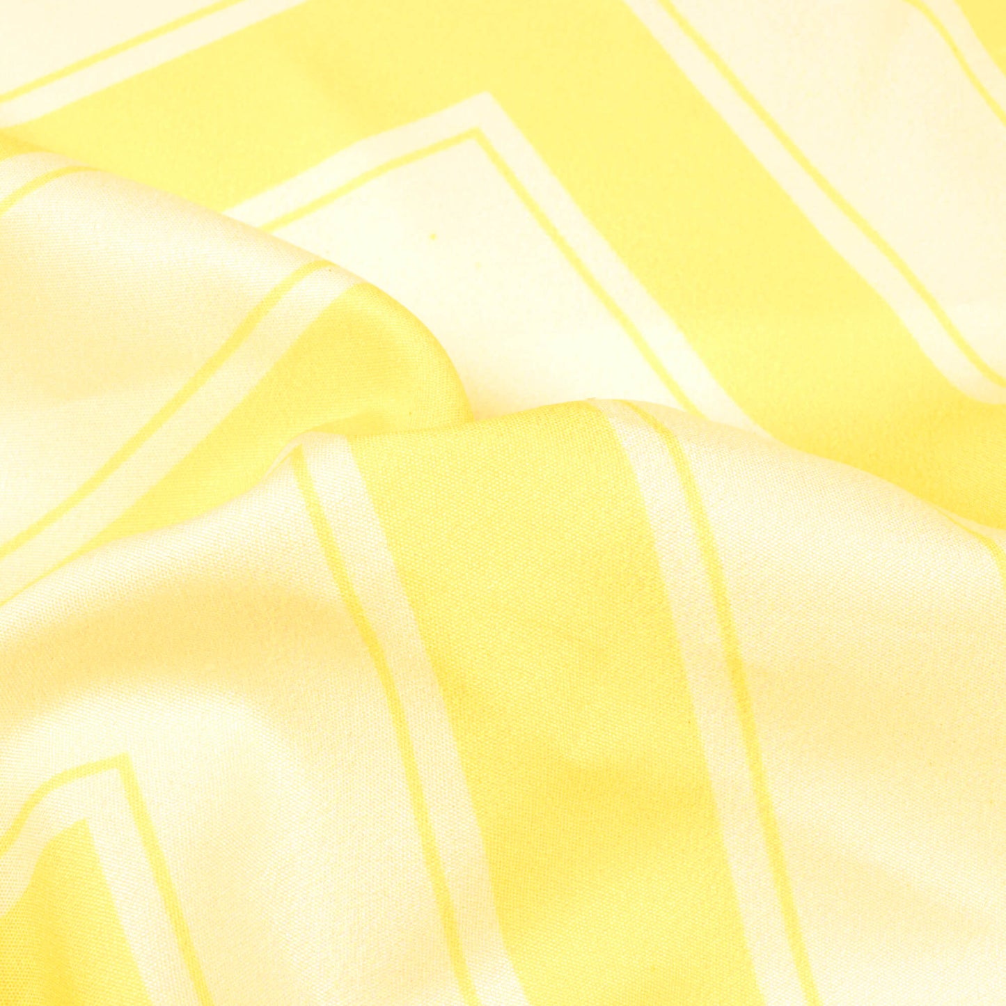 Mellow Yellow And Off White Chevron Pattern Digital Print Ultra Premium Butter Crepe Fabric
