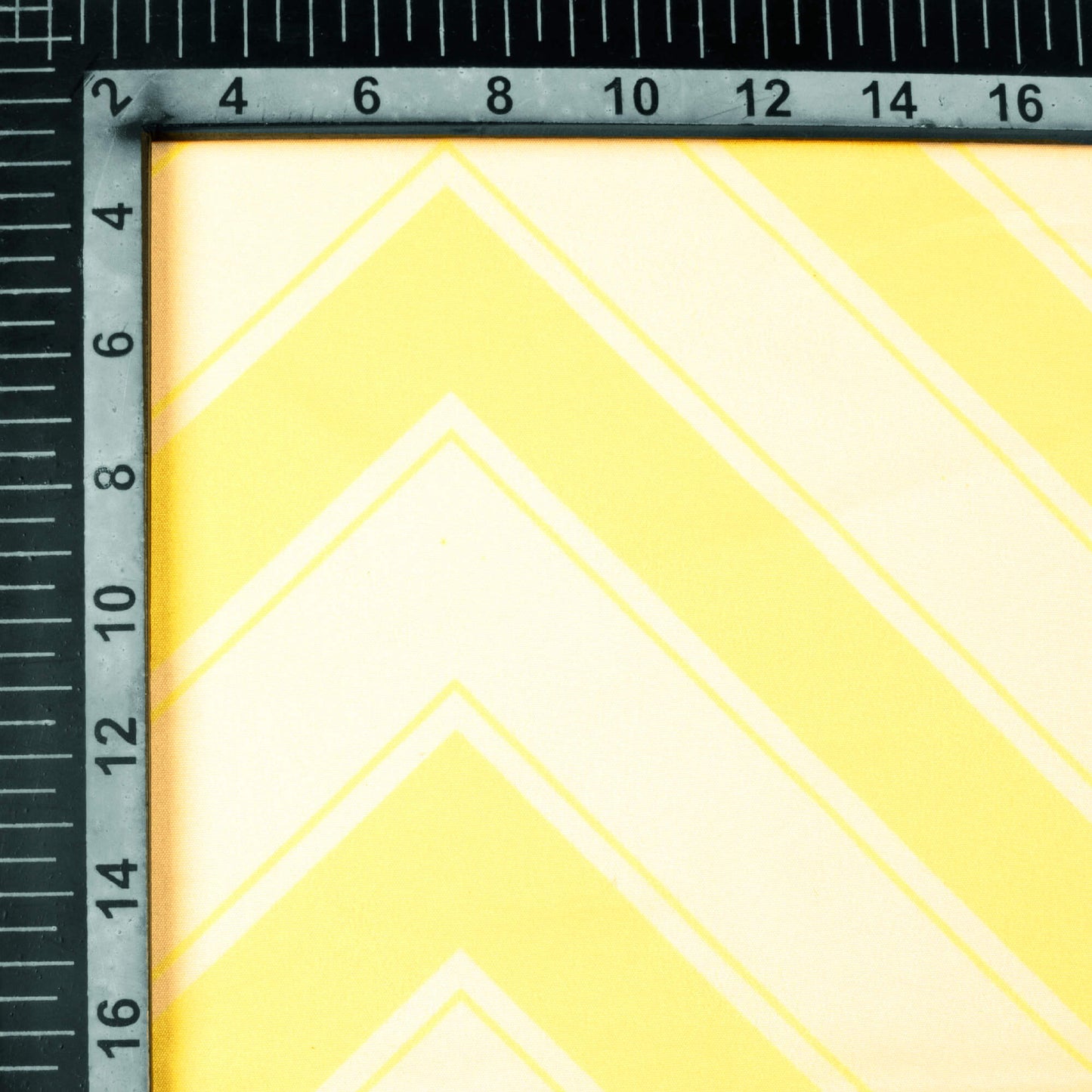 Mellow Yellow And Off White Chevron Pattern Digital Print Ultra Premium Butter Crepe Fabric