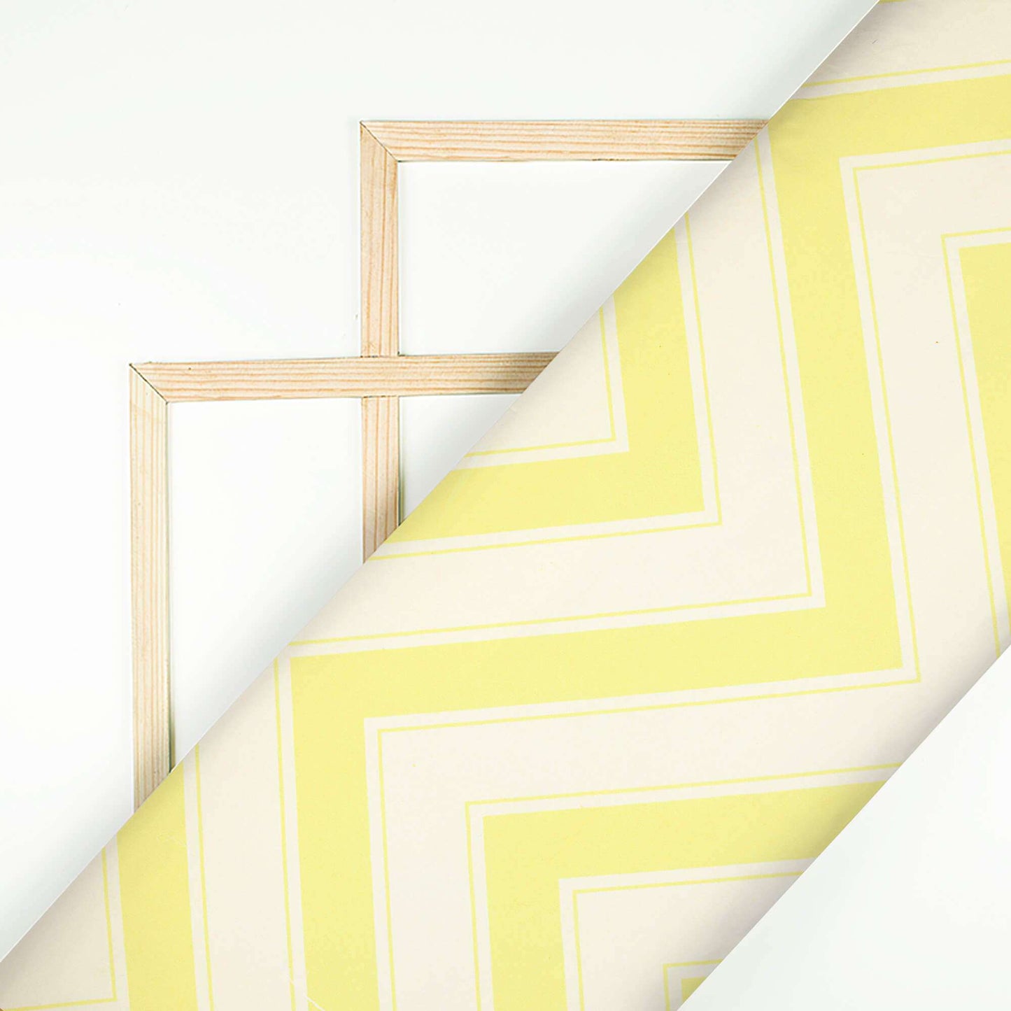 Mellow Yellow And Off White Chevron Pattern Digital Print Ultra Premium Butter Crepe Fabric