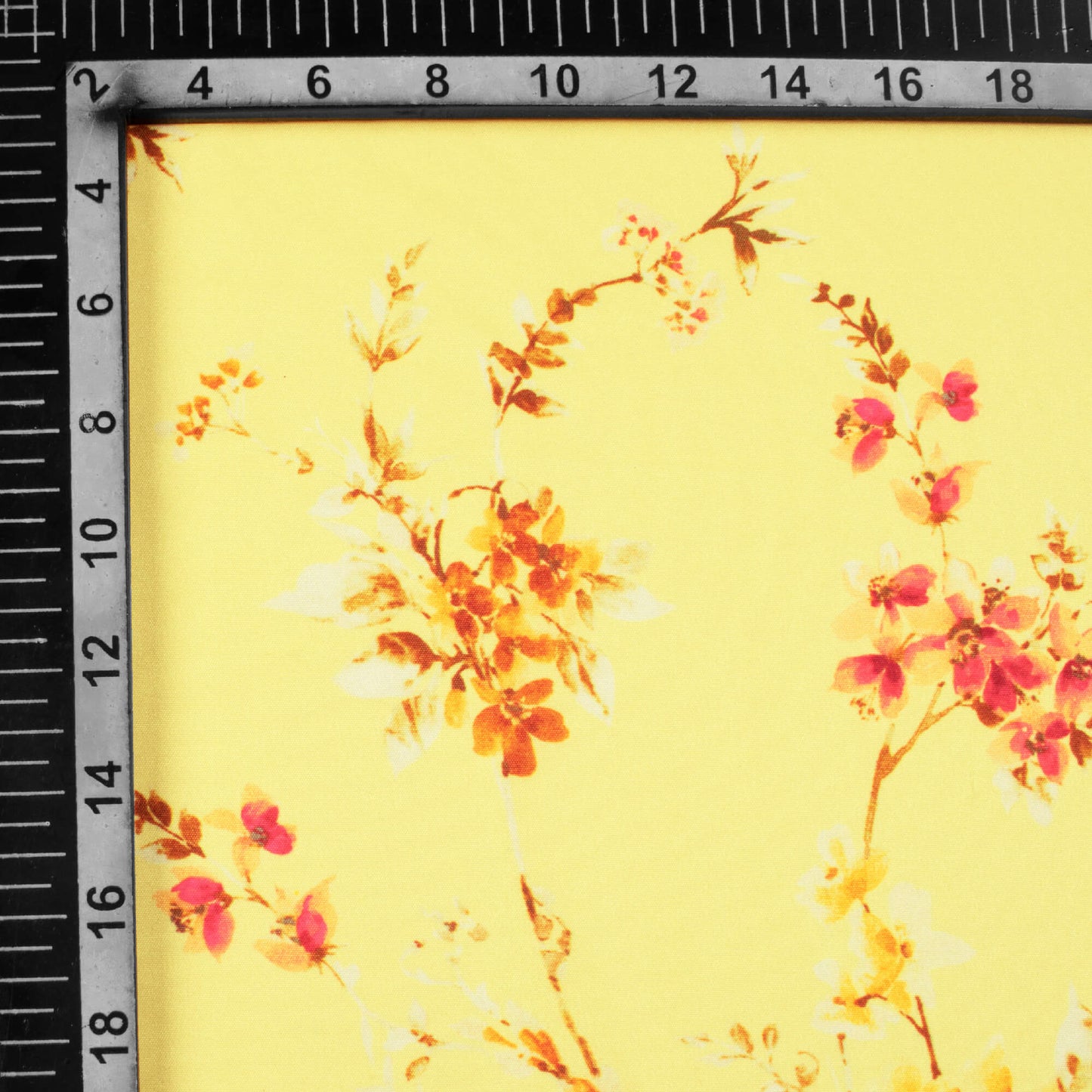 Mellow Yellow And Red Floral Pattern Digital Print Ultra Premium Butter Crepe Fabric