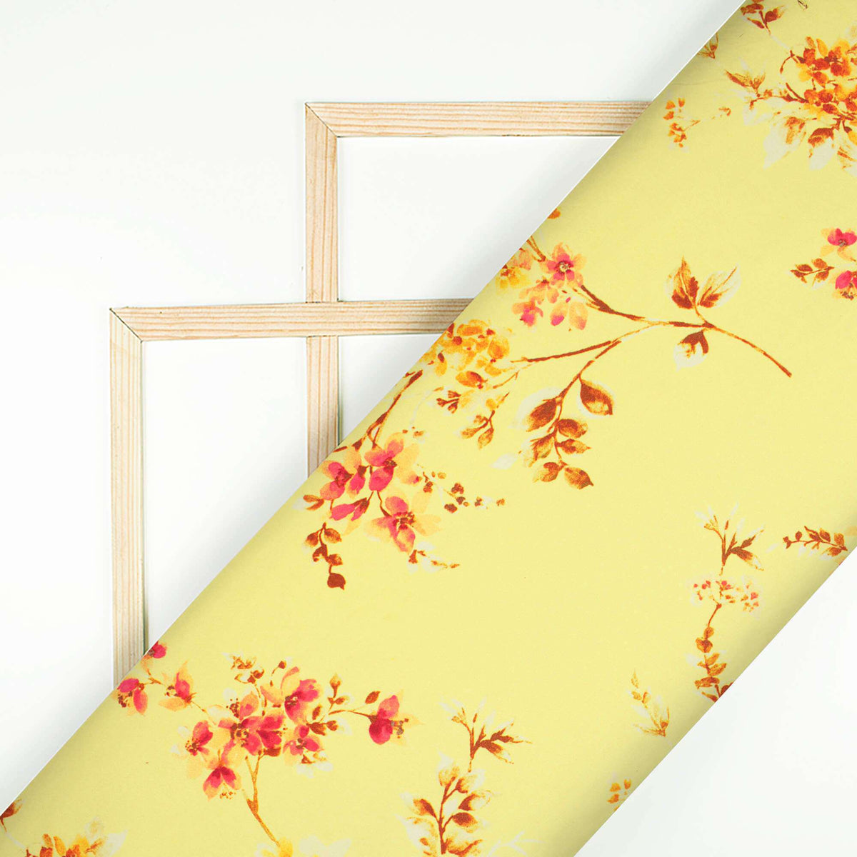 Mellow Yellow And Red Floral Pattern Digital Print Ultra Premium Butter Crepe Fabric