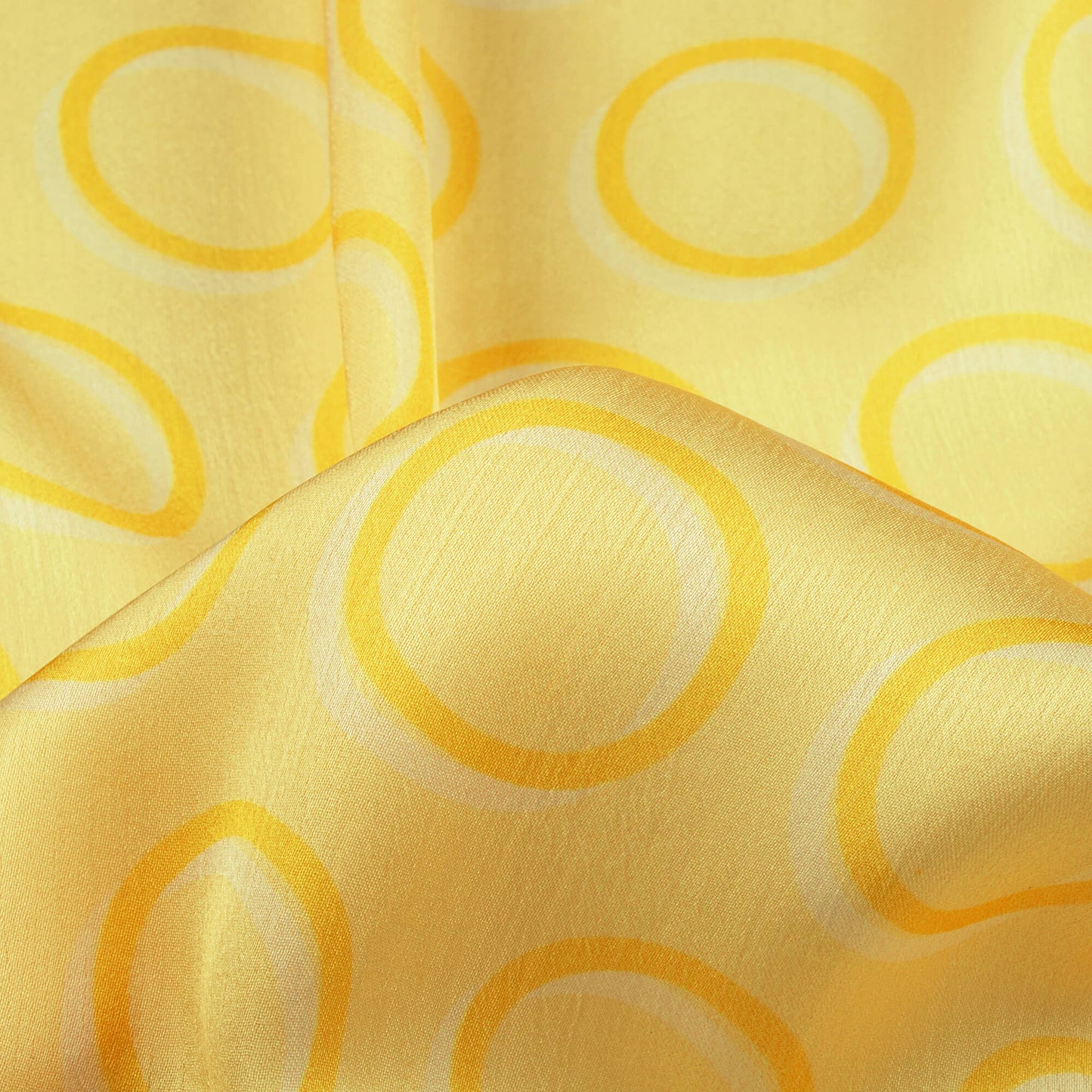 Mellow Yellow Geometric Pattern Digital Print Chiffon Satin Fabric