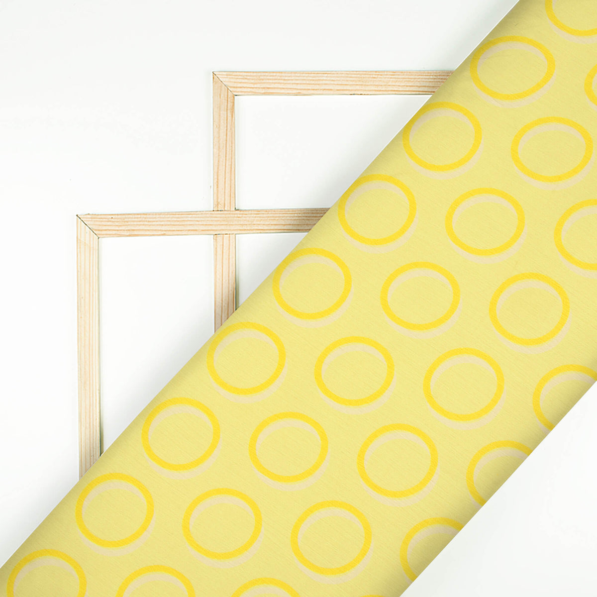 Mellow Yellow Geometric Pattern Digital Print Chiffon Satin Fabric