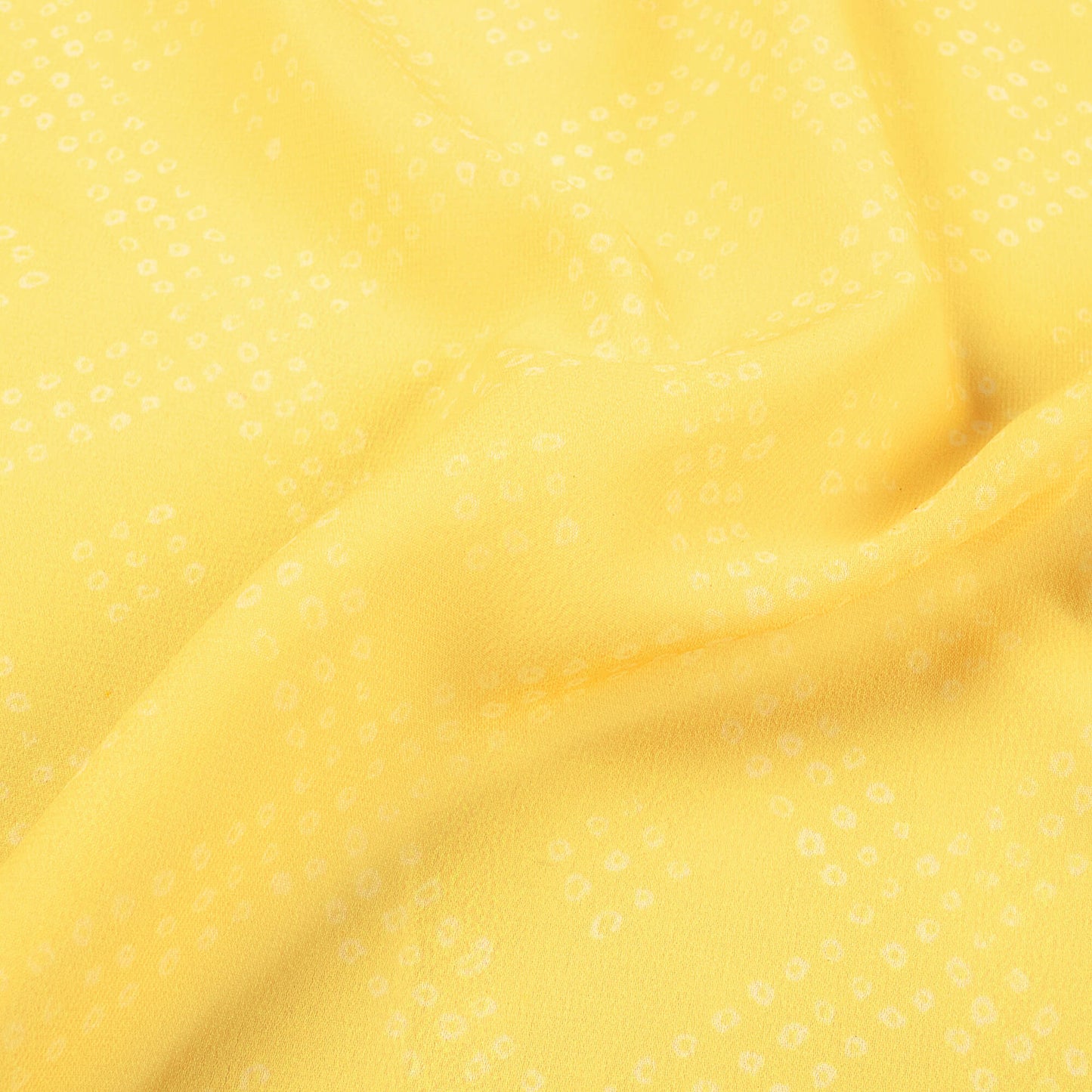 Mellow Yellow Bandhanii Pattern Digital Print Georgette Fabric