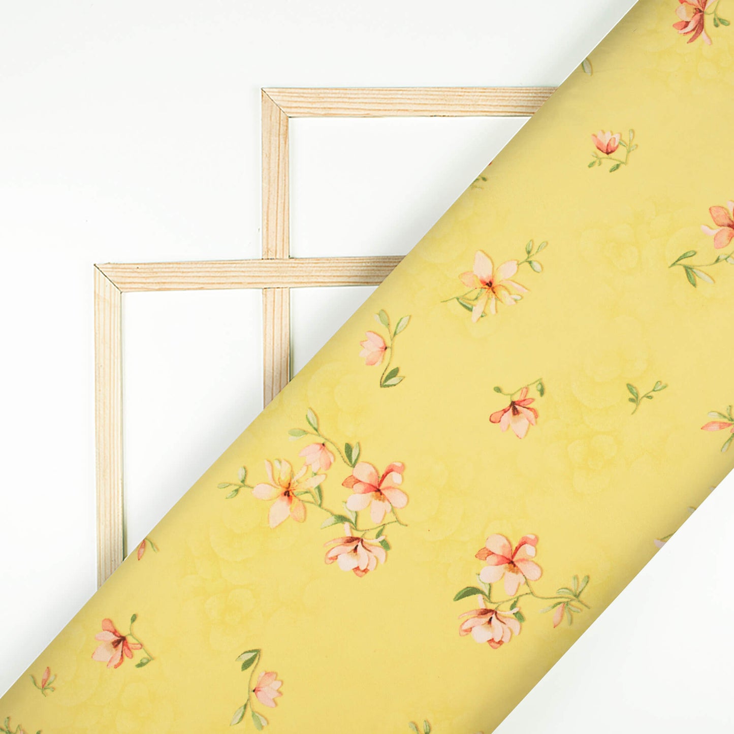 Mellow Yellow And White Floral Pattern Digital Print Georgette Fabric