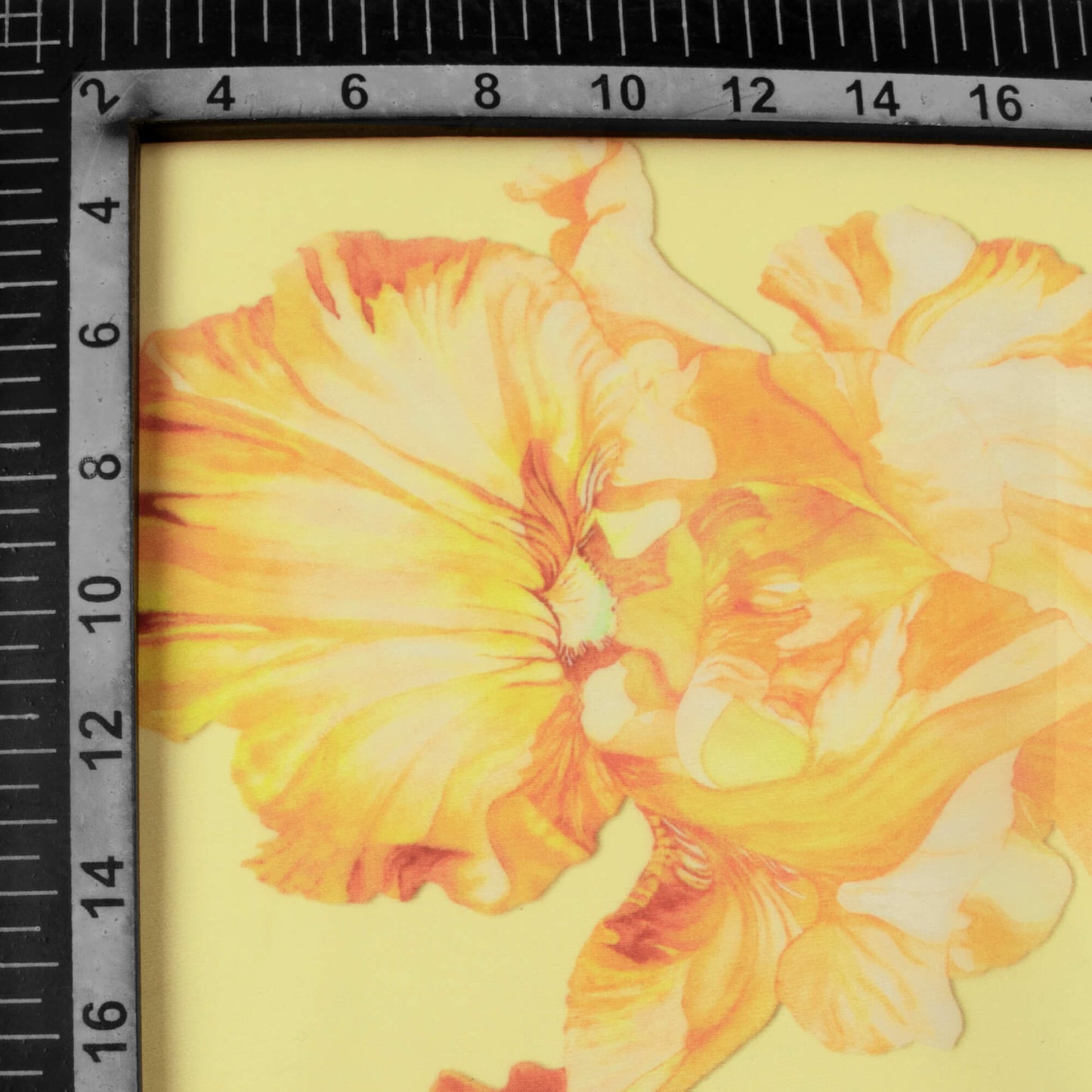 Mellow Yellow And Ochre Orange Floral Pattern Digital Print Organza Satin Fabric