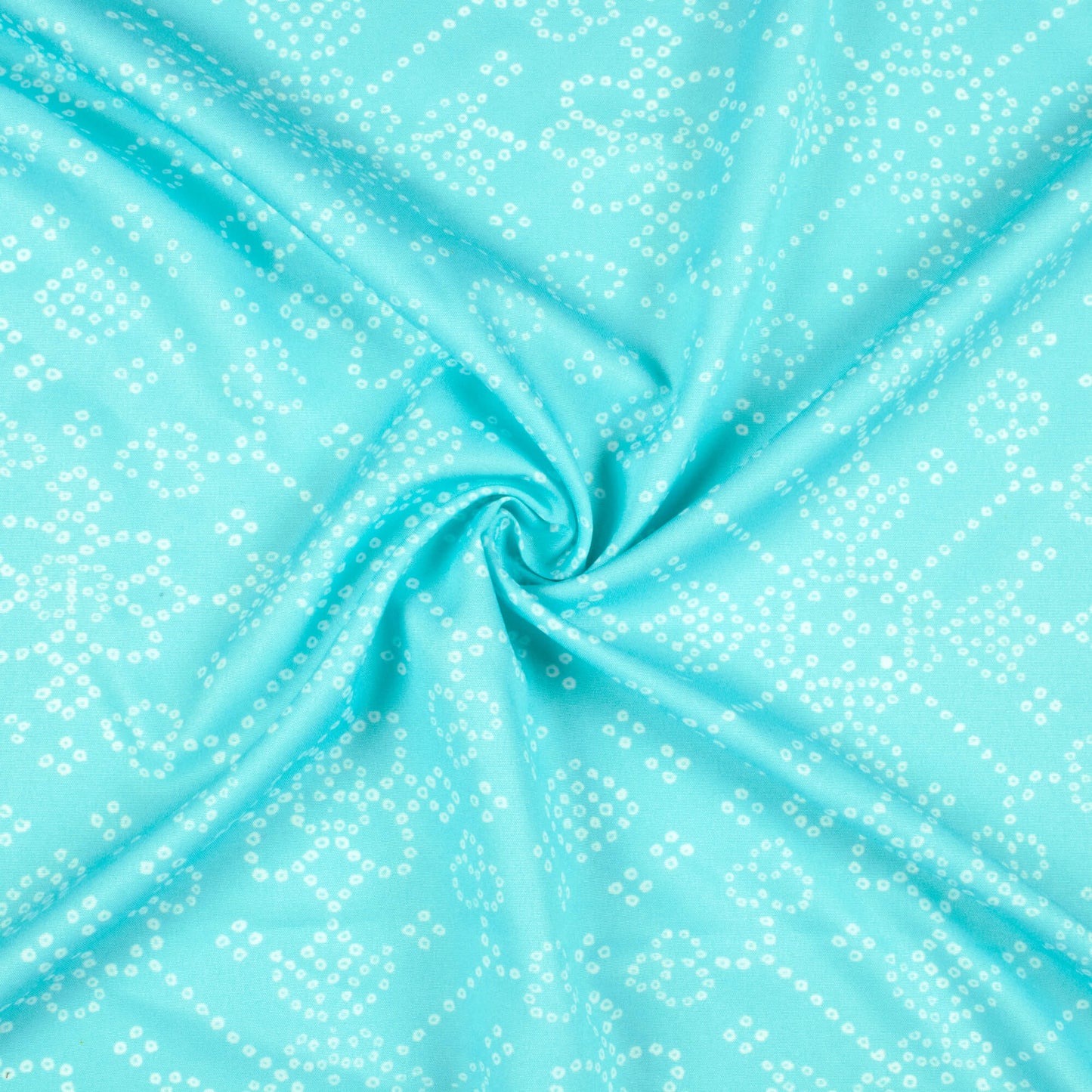 Sky Blue And White Bandhanii Pattern Digital Print Ultra Premium Butter Crepe Fabric