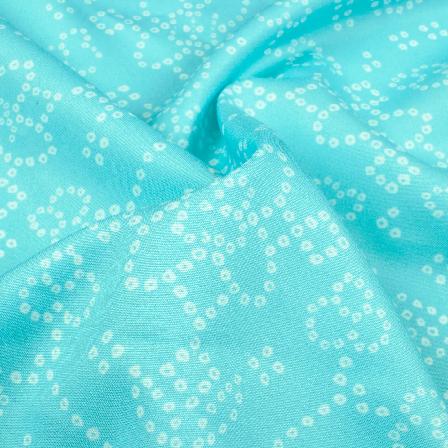 Sky Blue And White Bandhanii Pattern Digital Print Ultra Premium Butter Crepe Fabric