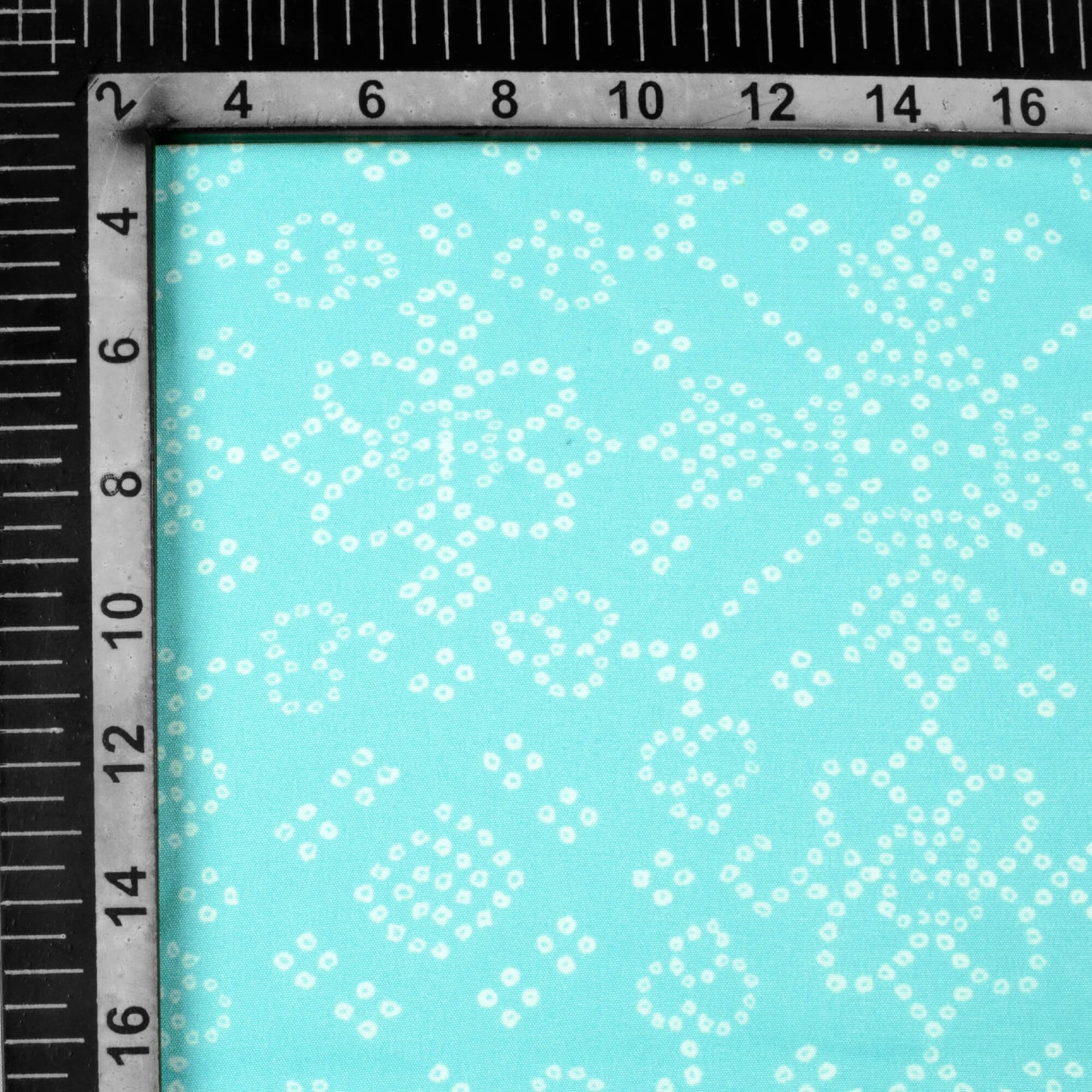 Sky Blue And White Bandhanii Pattern Digital Print Ultra Premium Butter Crepe Fabric