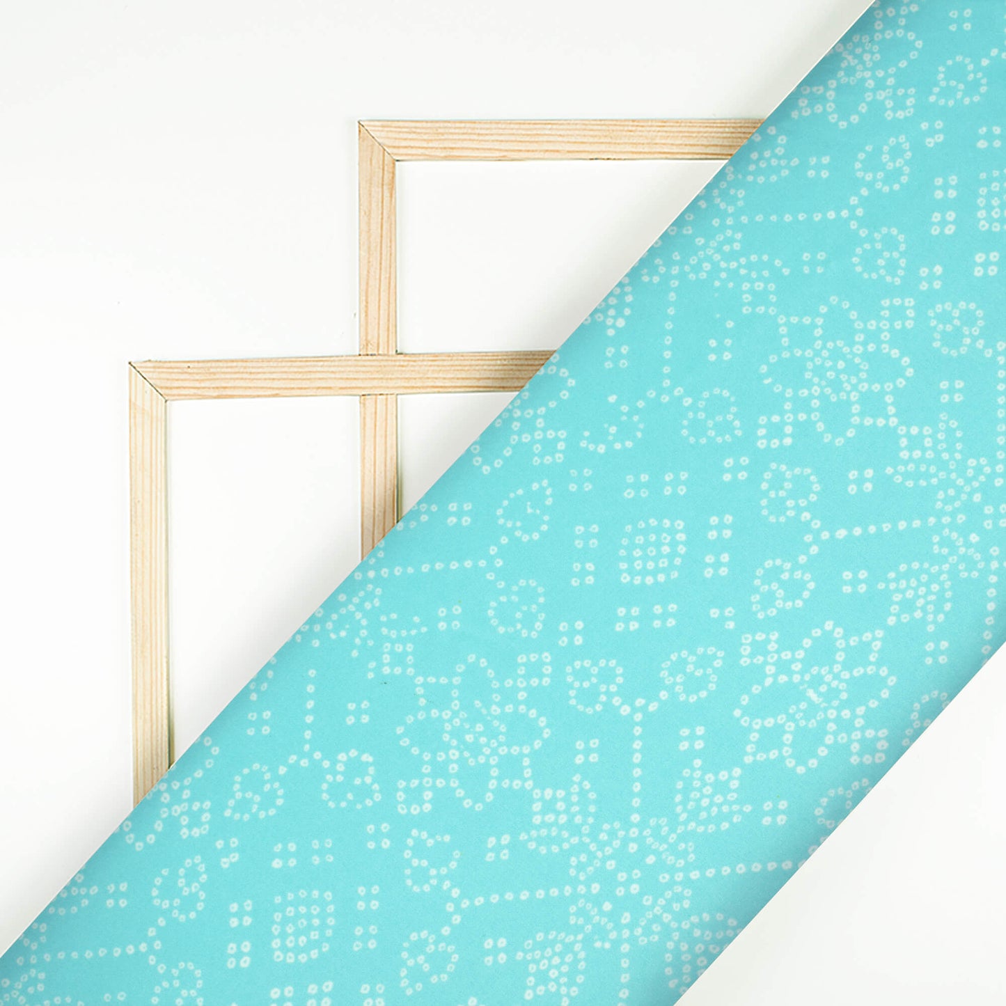Sky Blue And White Bandhanii Pattern Digital Print Ultra Premium Butter Crepe Fabric