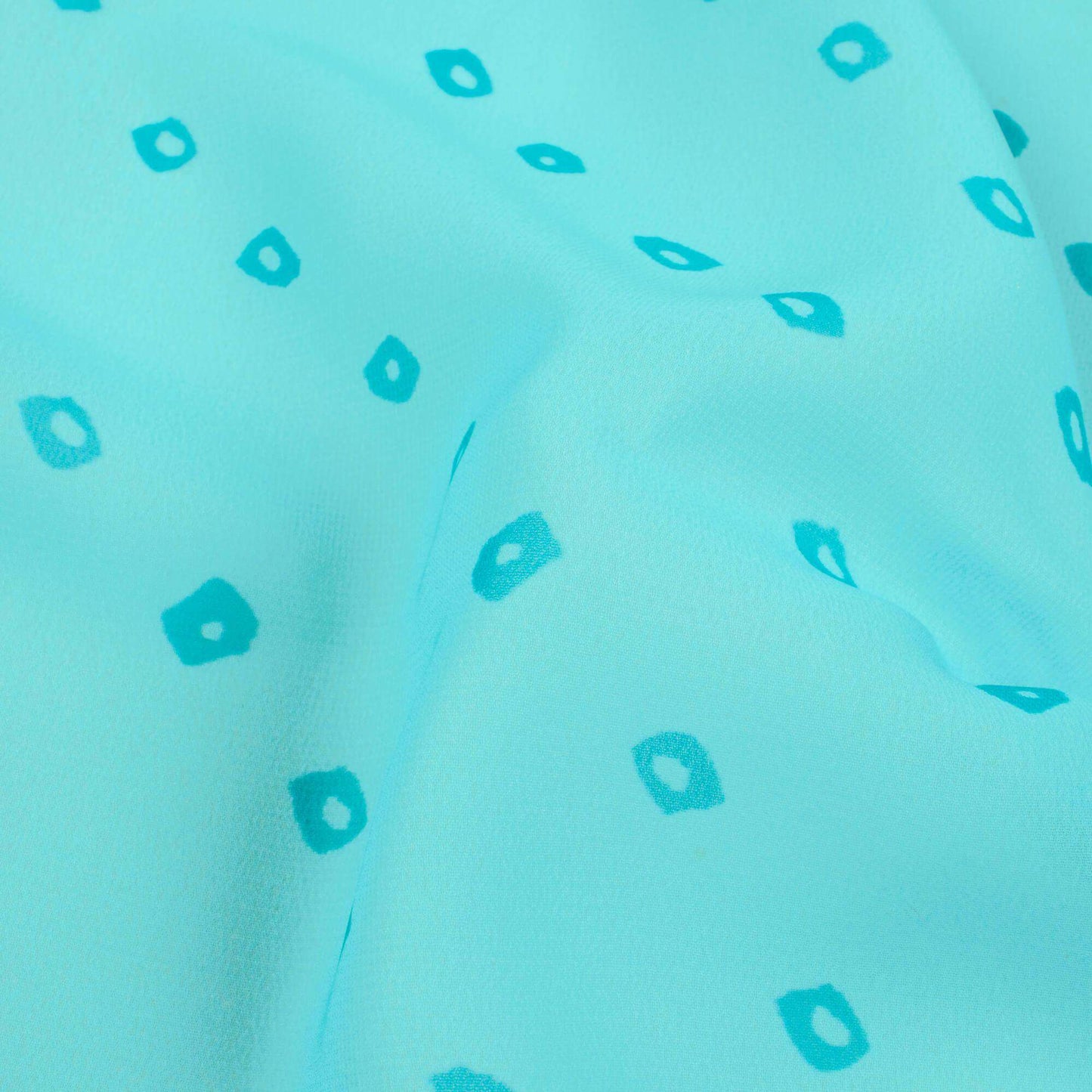 Sky Blue Bandhani Pattern Digital Print Georgette Fabric
