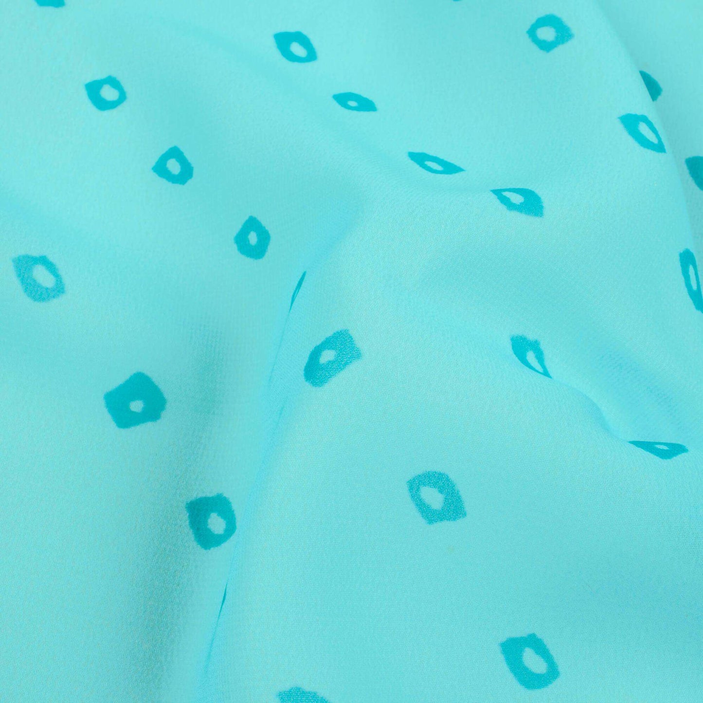 Sky Blue Bandhanii Pattern Digital Print Georgette Fabric