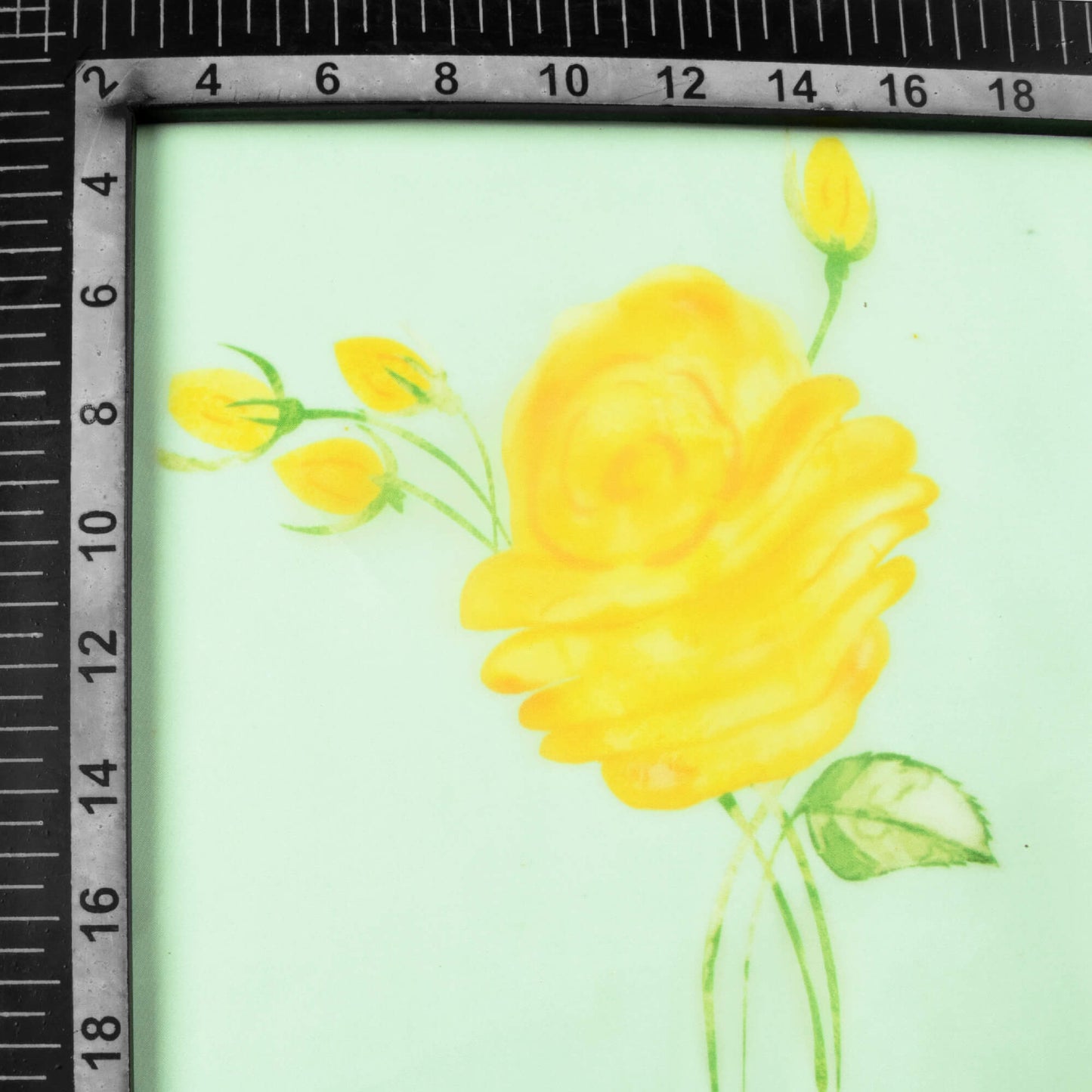 Light Turquoise And light Yellow Floral Pattern Hand Paint Effect Digital Print Organza Satin Fabric