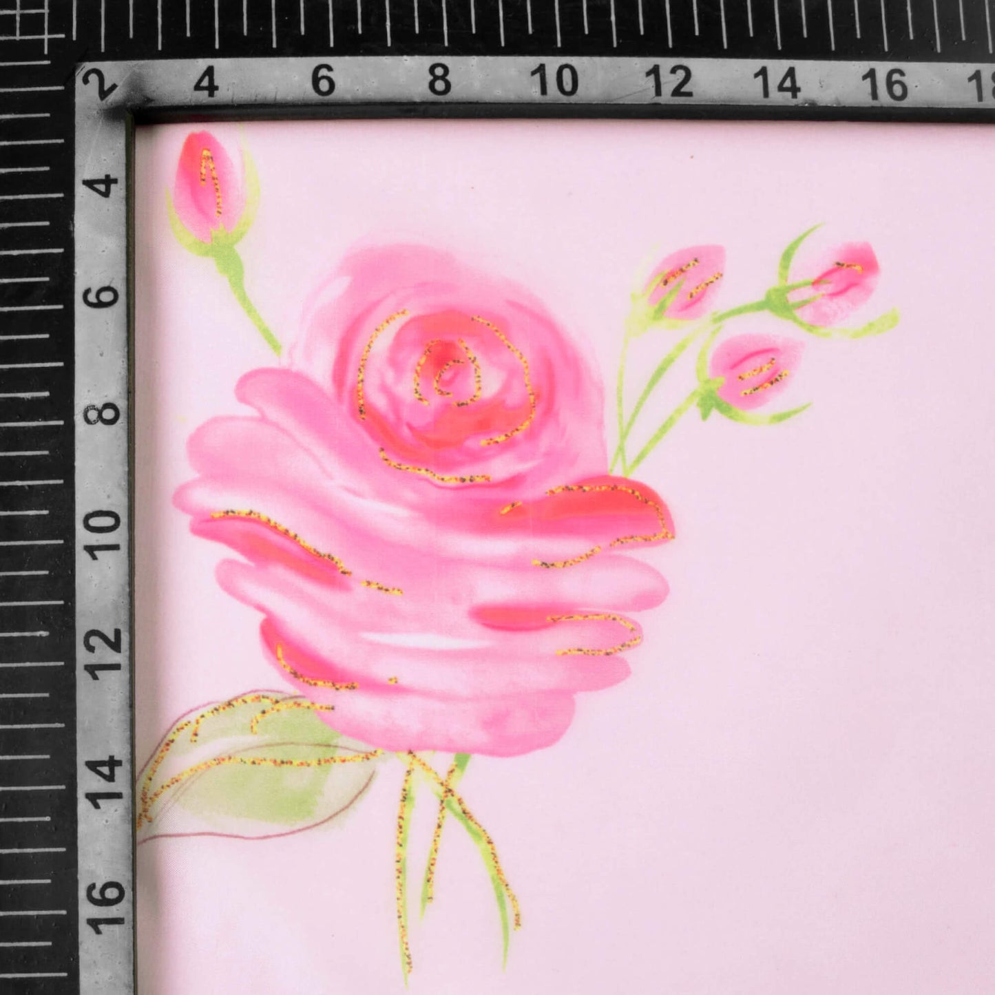 Pale Pink And Rose Pink Floral Pattern Hand Paint Effect Digital Print Organza Satin Fabric