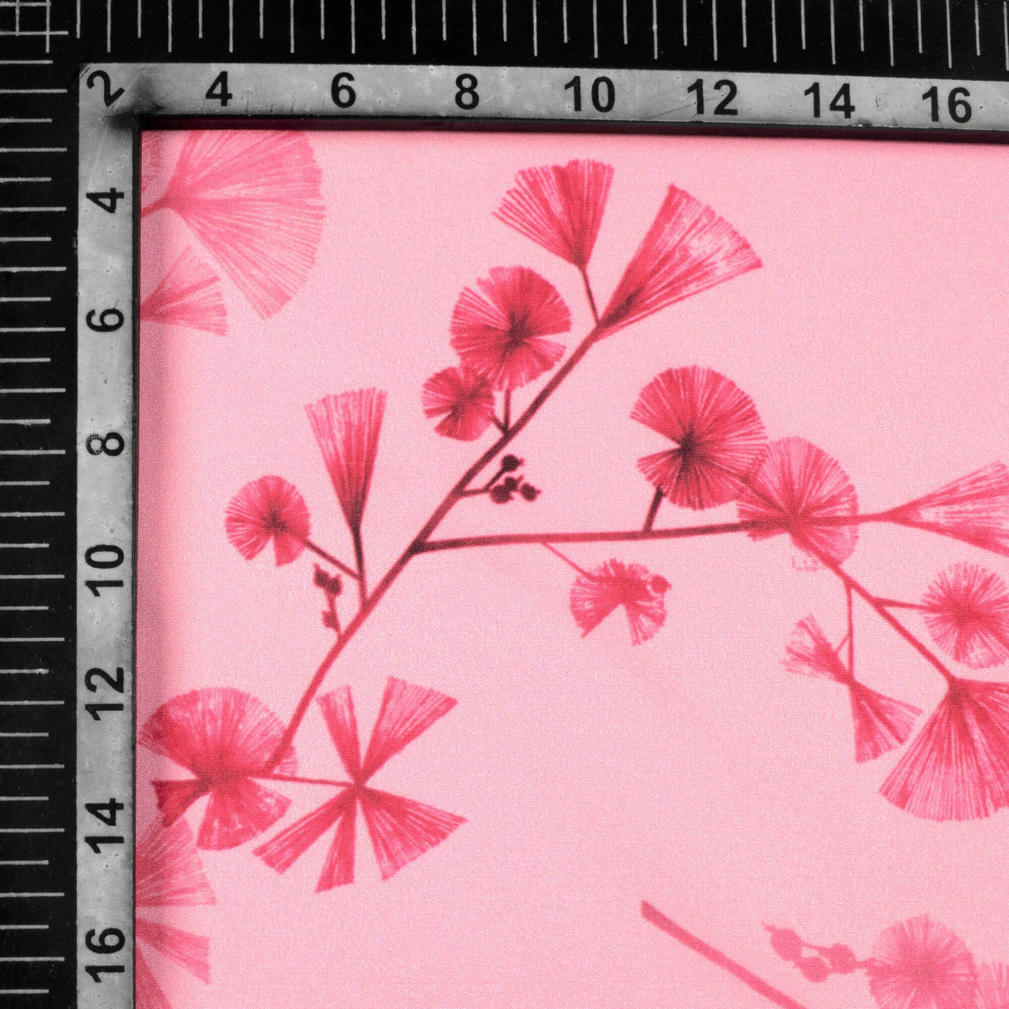 Salmon Pink Floral Pattern Digital Print Ultra Premium Butter Crepe Fabric