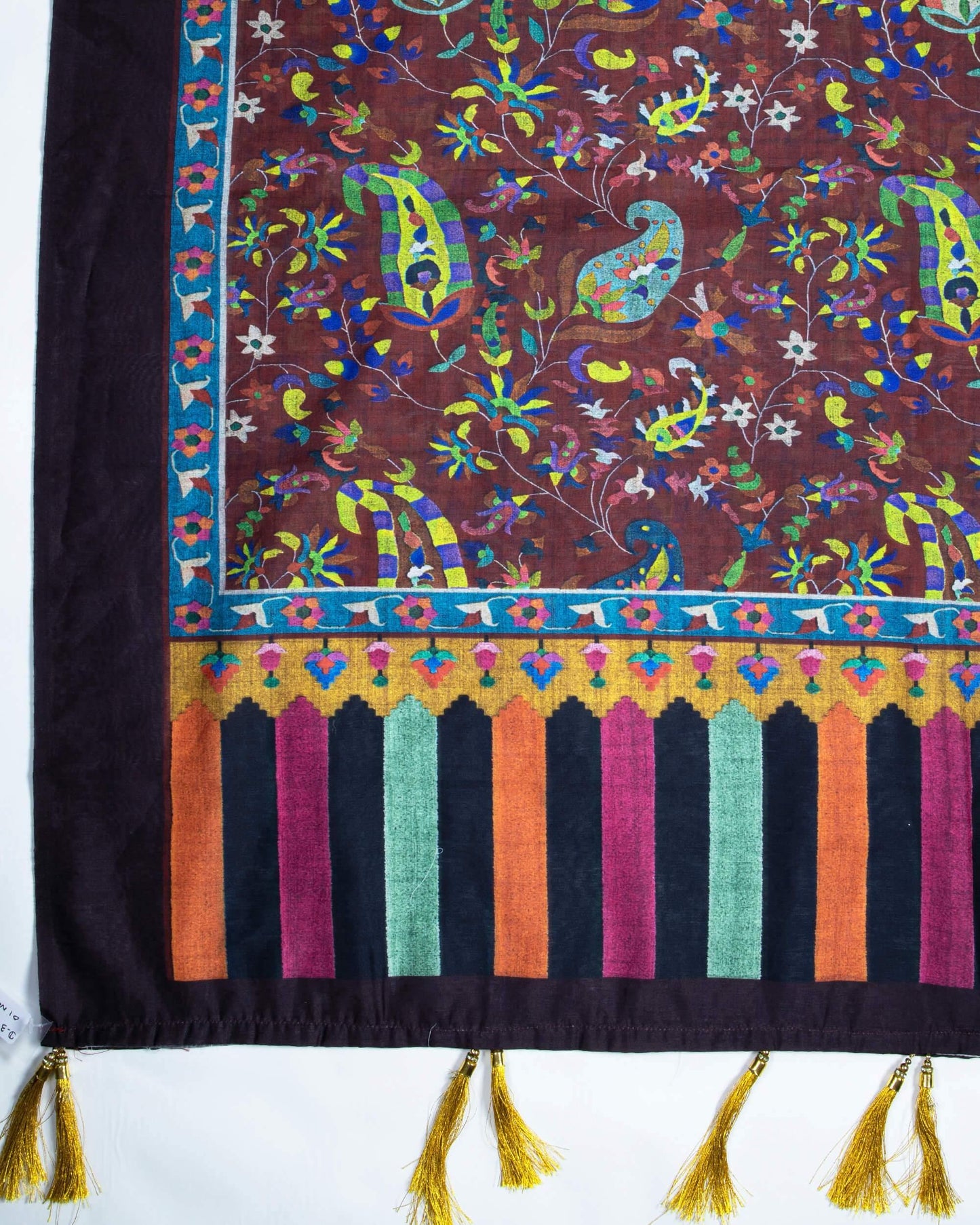 Maroon And Black Paisely Pattren Digital Print Chanderi Dupatta With Tassels - Fabcurate