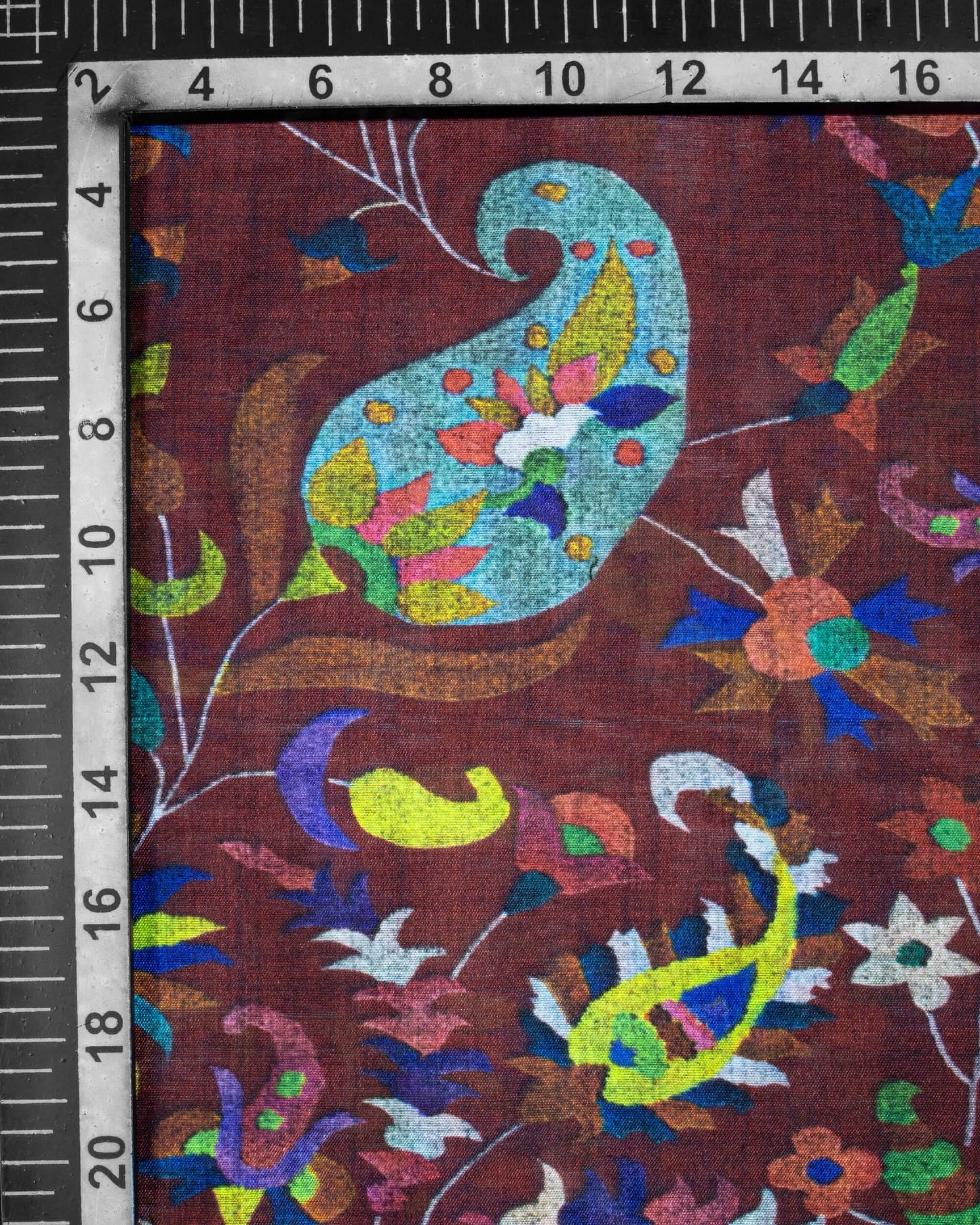 Maroon And Black Paisely Pattren Digital Print Chanderi Dupatta With Tassels - Fabcurate